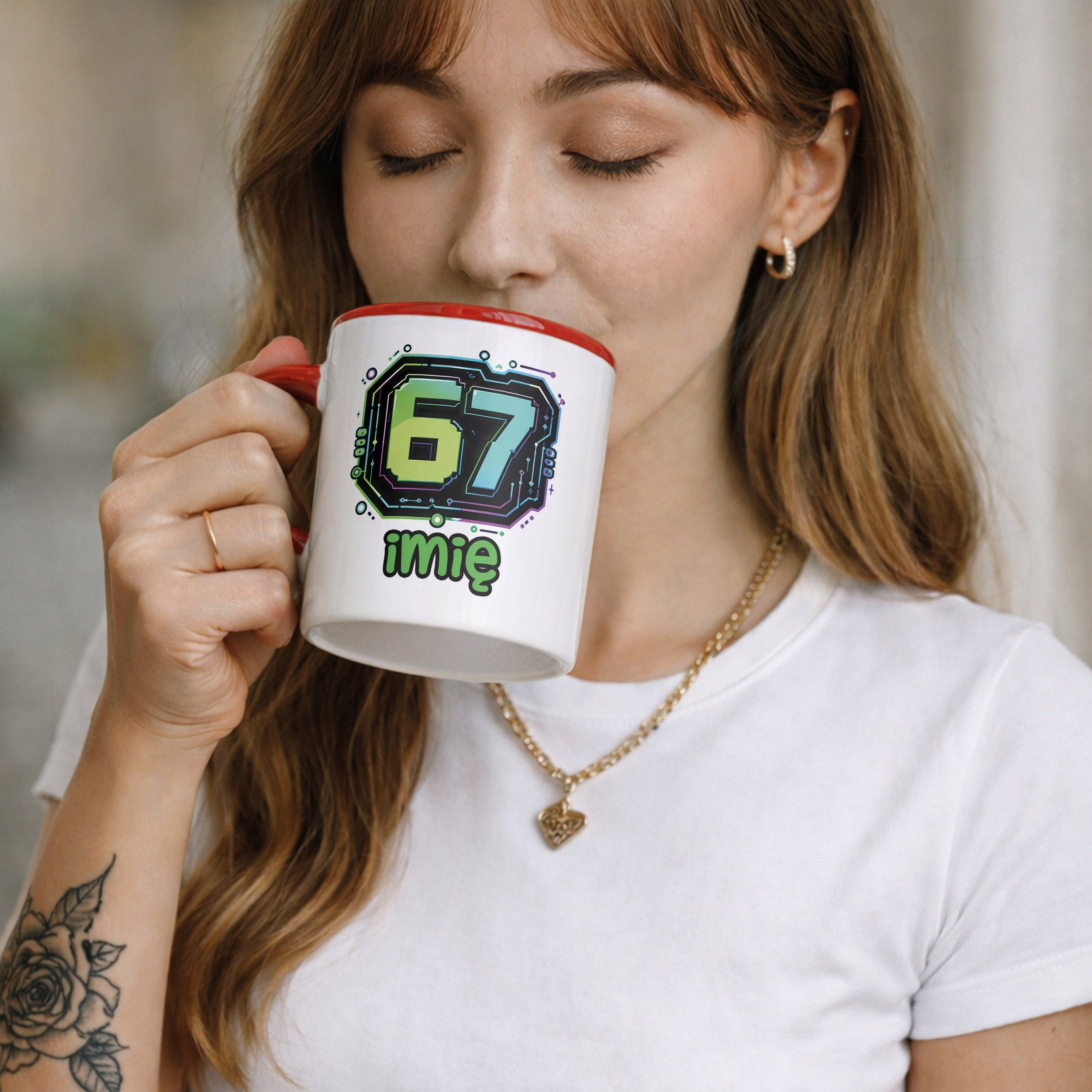 Zestaw Personalizowany Plecak Worek Kubek Czerwony Piłka nożna Six Seven