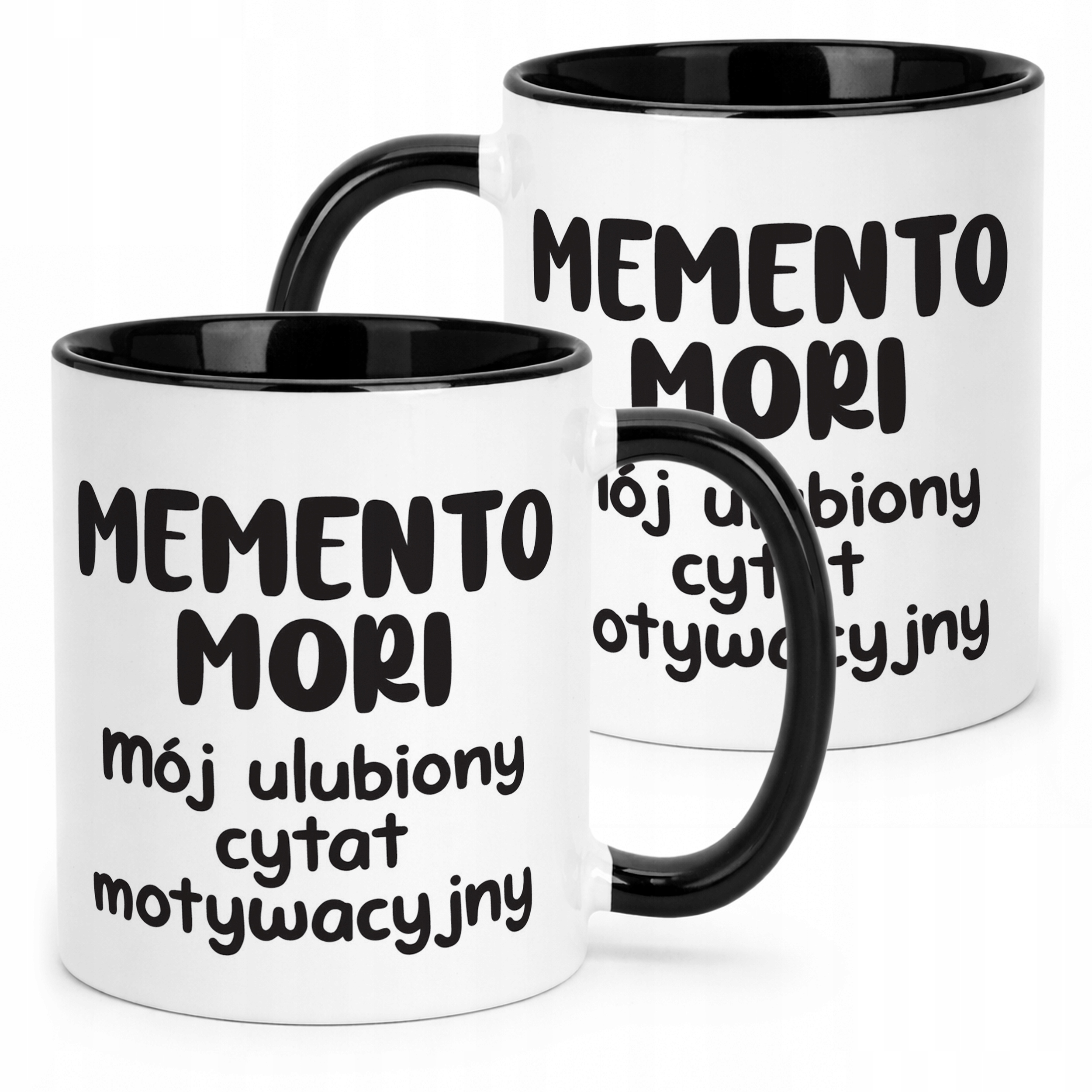 Kubek Czarny Memento Mori Cytat Motwywacyjny Śmieszny Zabawny Prezent