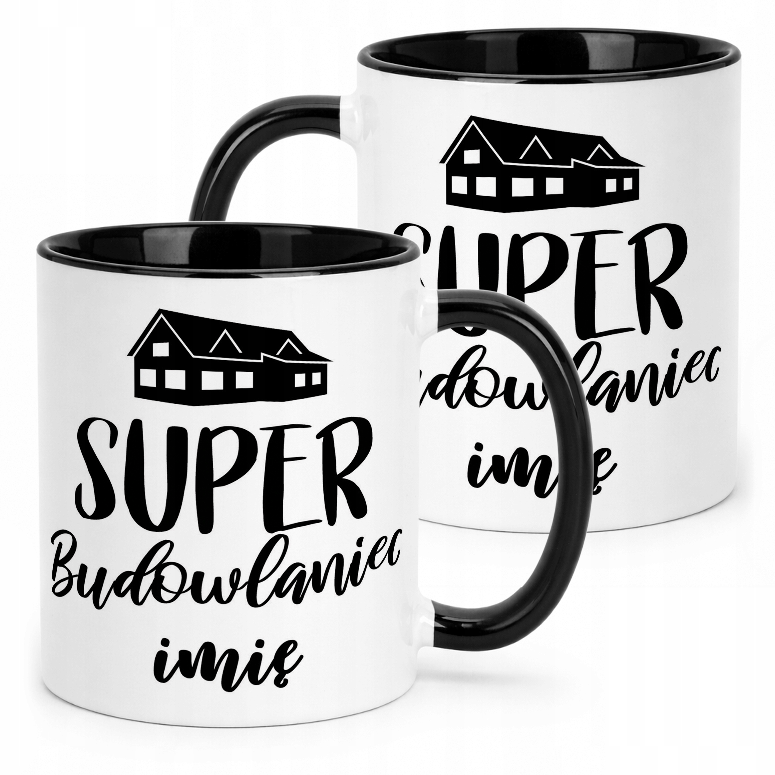 Kubek Czarny Personalizowany Super Budowlaniec Prezent Upominek