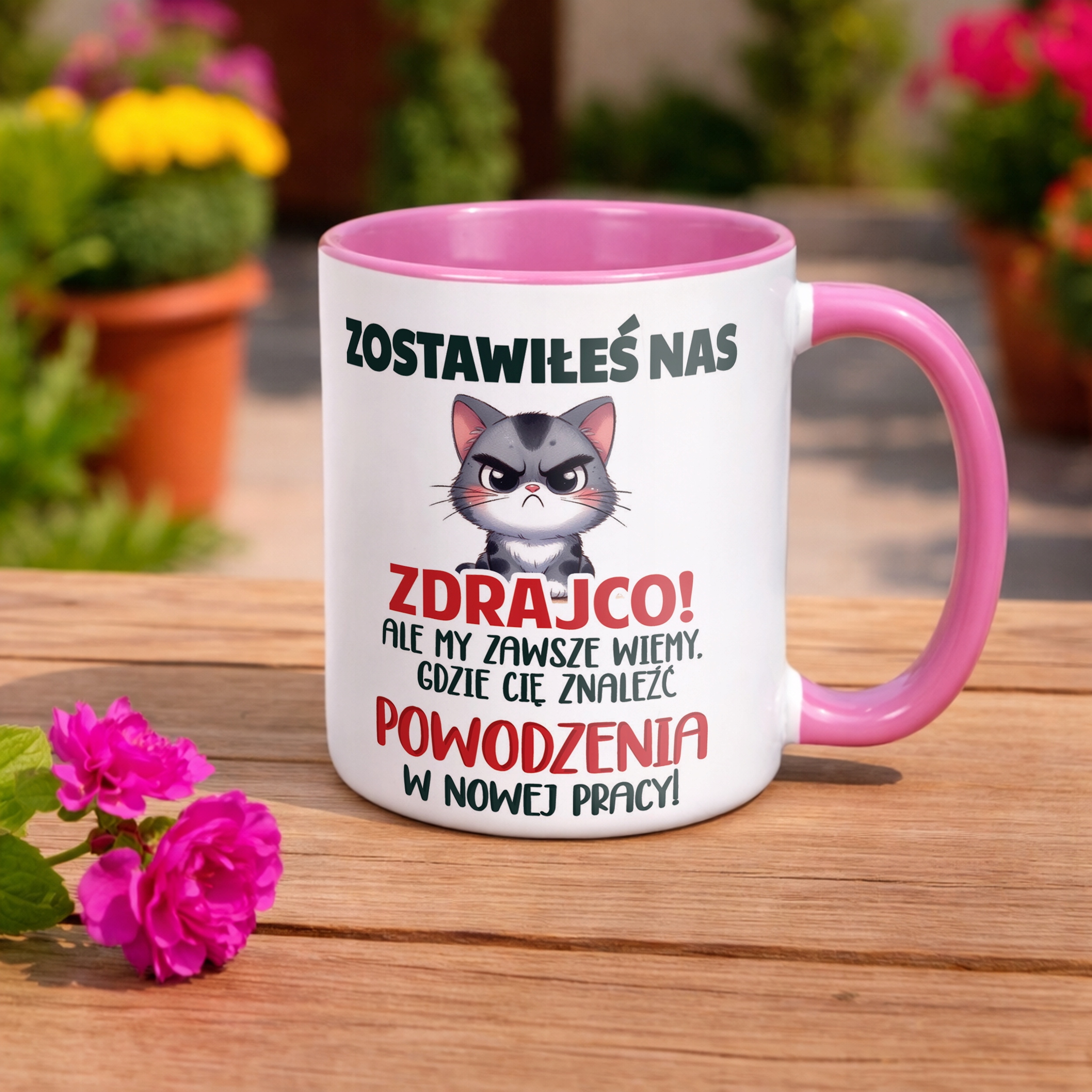 Kubek Różowy Pożeganie Odejście z Pracy Dla Kolegi Prezent