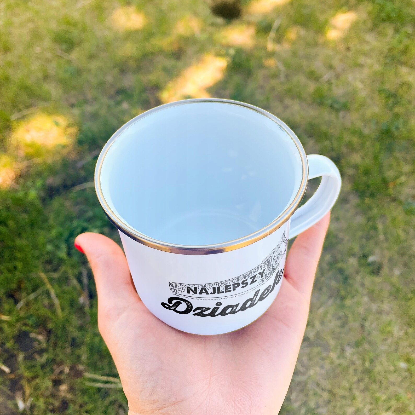 Emaliowany Kubek Garnuszek 300 ml Dzień Dziadka Prezent Najlepszy Dziadek
