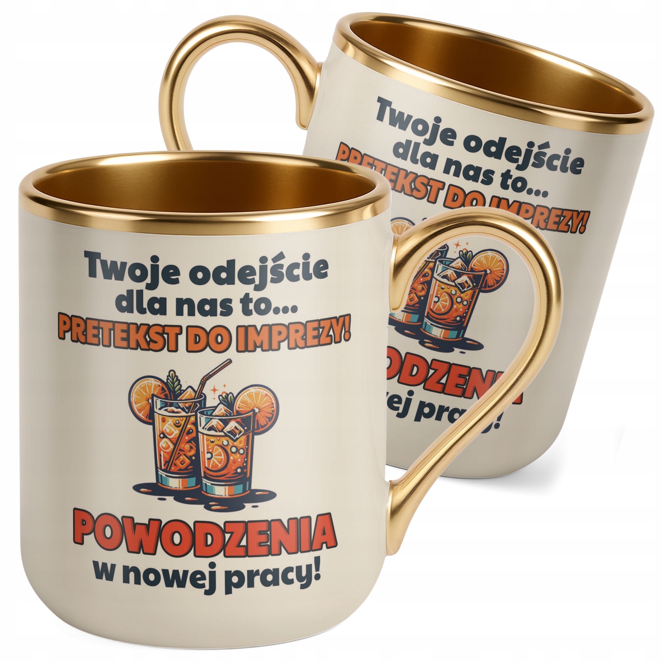 Kubek Premium Złoty Ecru Pożeganie Odejście z Pracy Prezent Upominek