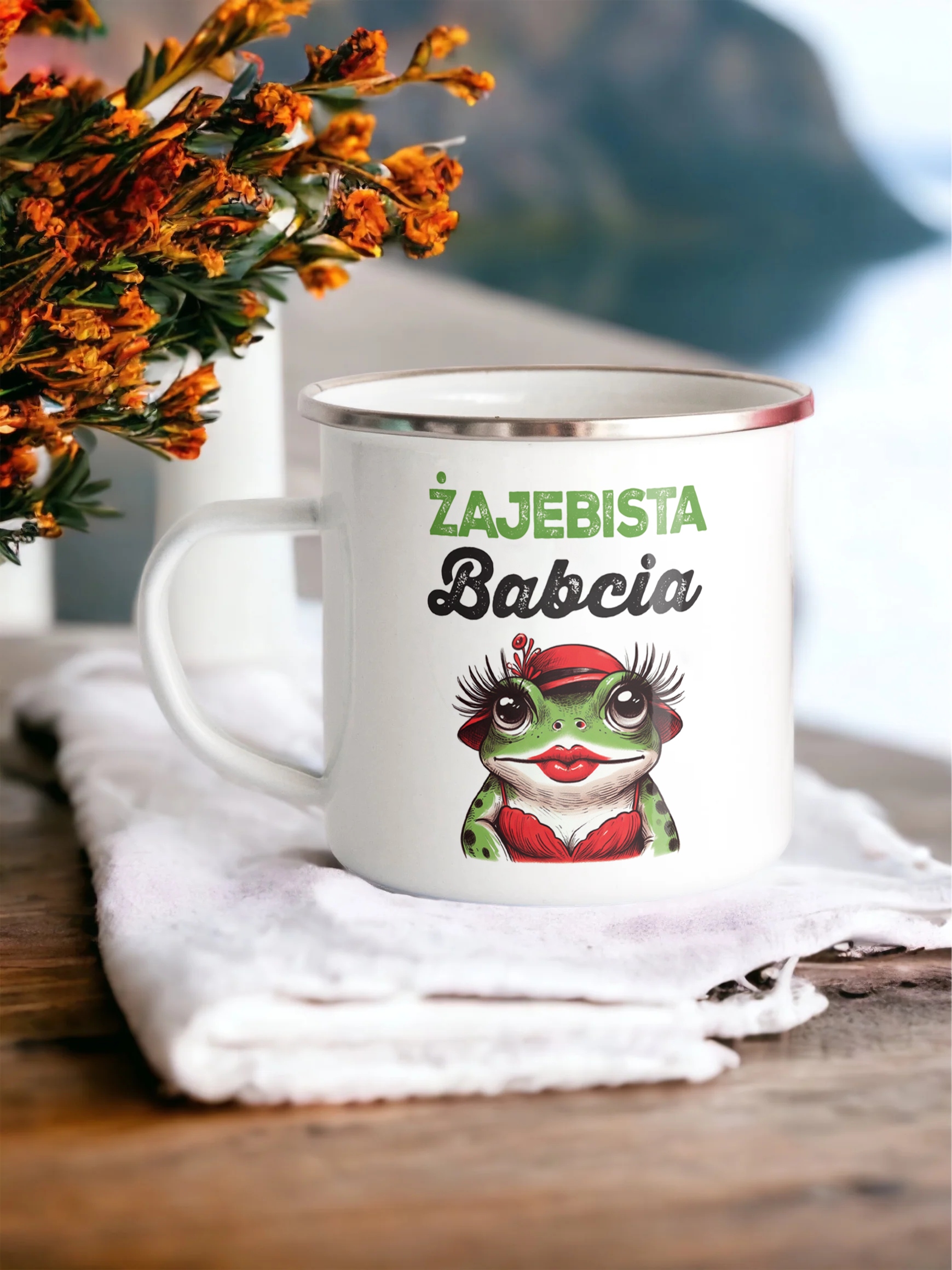 Emaliowany Kubek Garnuszek 300 ml Dzień Babci Prezent Żajebista Babcia
