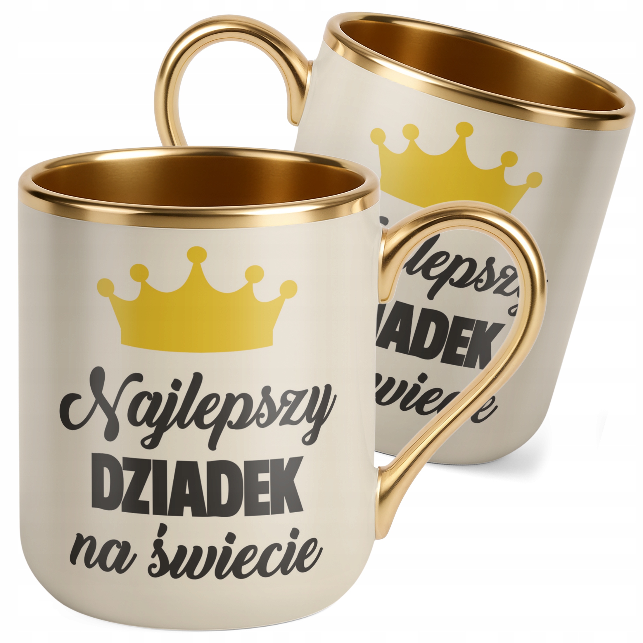 Kubek Premium Złoty Ecru Dzień Dziadka Dla Dziadka Prezent Upominek