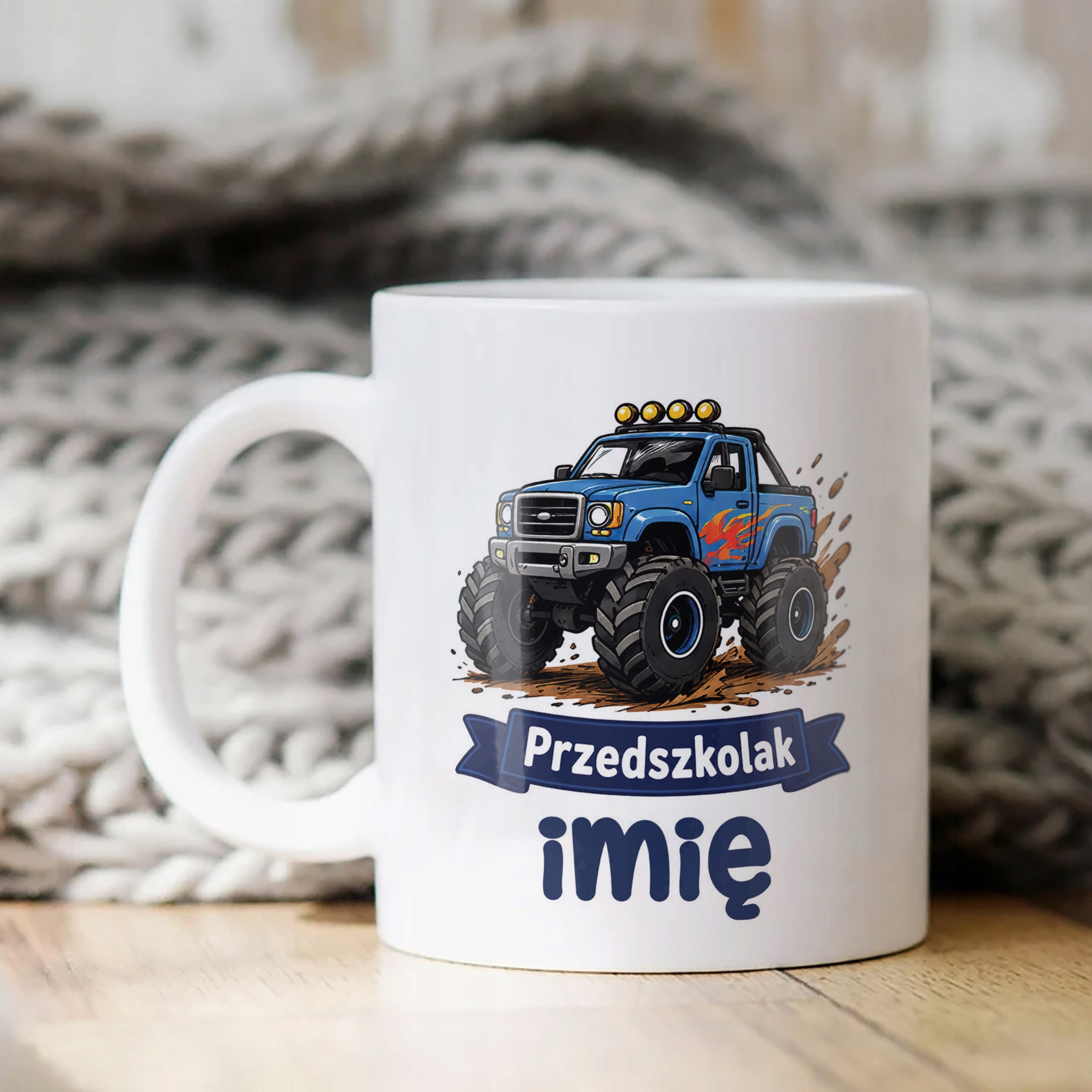 Biały Kubek z nadrukiem personalizowany Przedszkolak Szkoła Dla Dzieci
