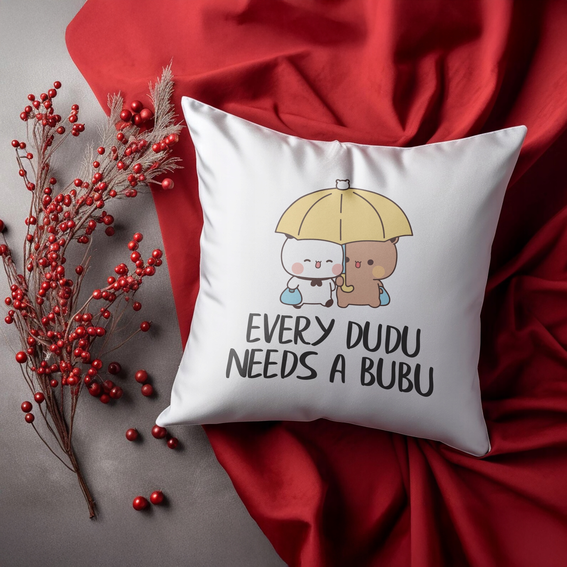 Zestaw Kubek + Poduszka 38×38 cm Walentynki Bubu i Dudu Dla Pary Prezent