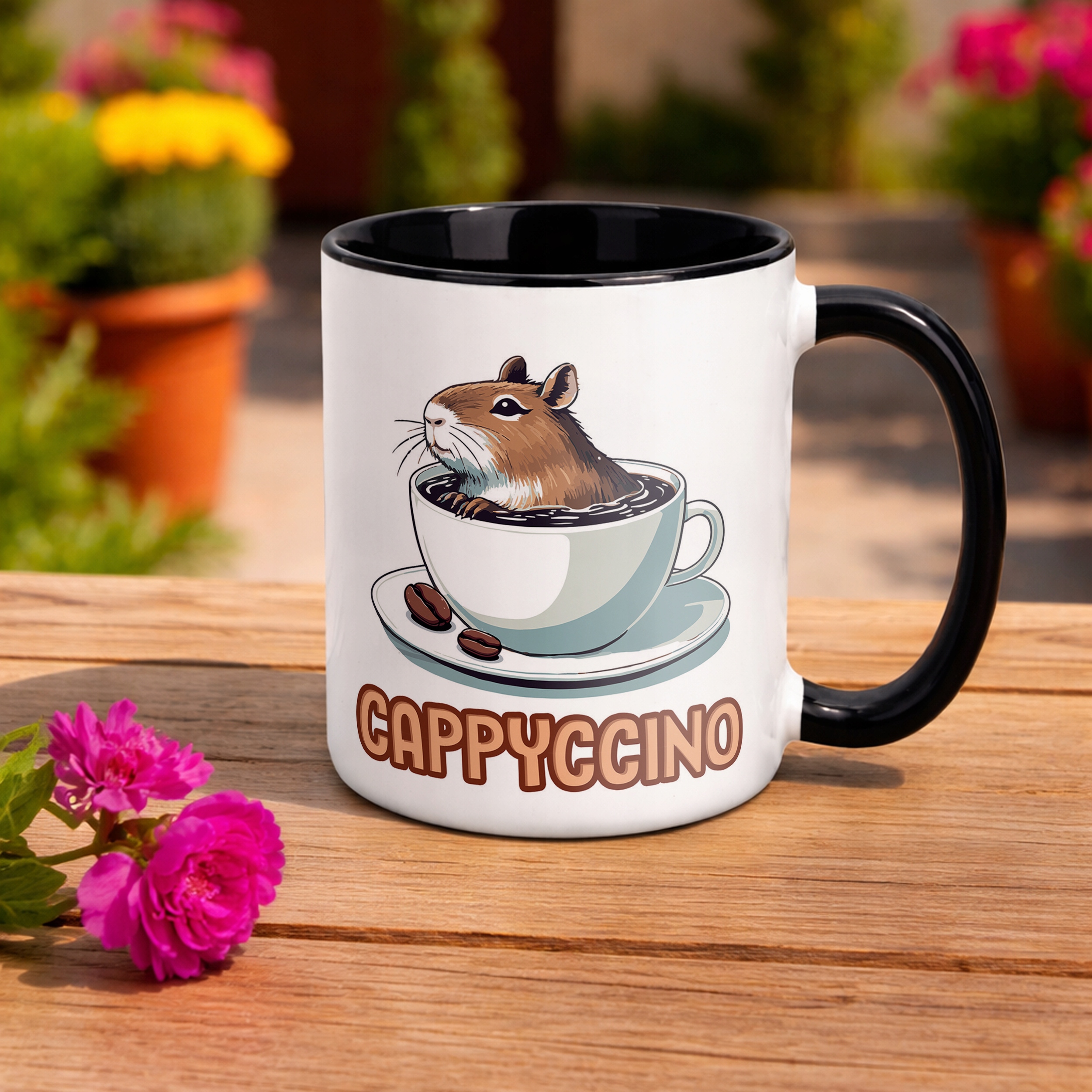 Kubek Czarny Kapibara Capybara Zwierzak Słodki Dla Dzieci Prezent
