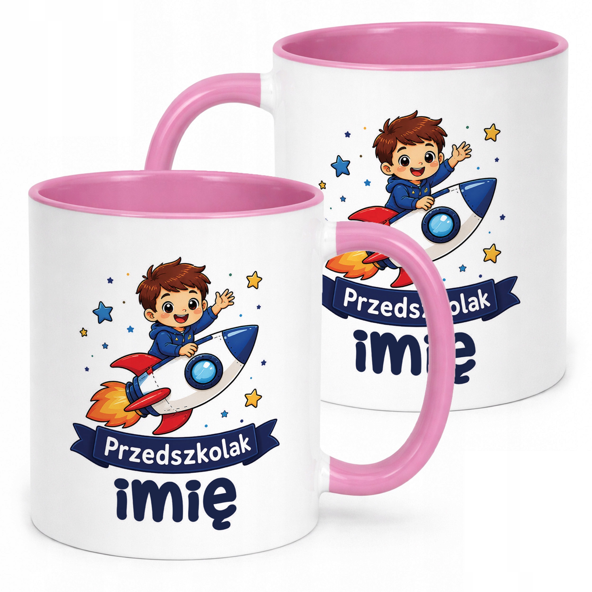 Kubek Różowy z nadrukiem personalizowany Przedszkolak Szkoła Dla Dzieci