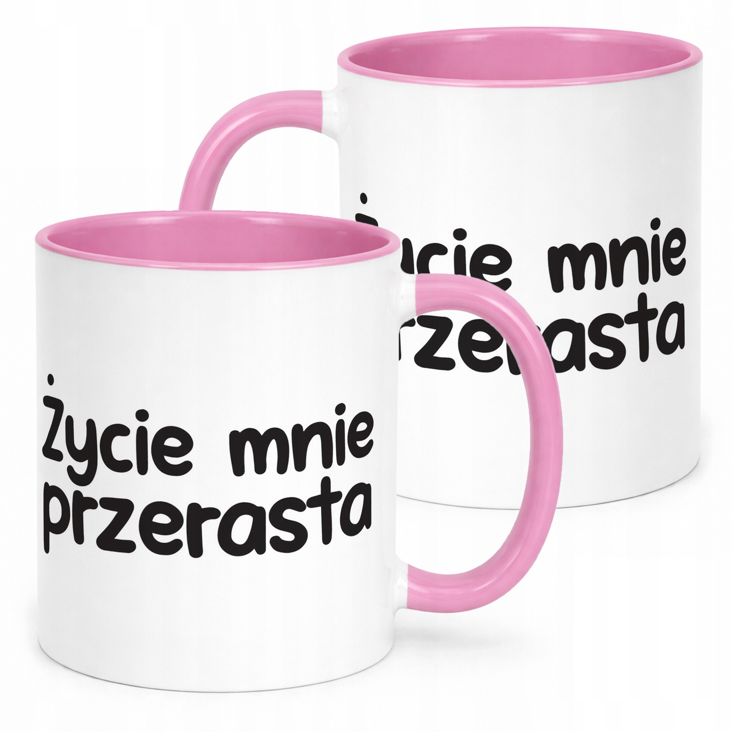Kubek Różowy Życie Mnie Przerasta Śmieszny Zabawny Prezent