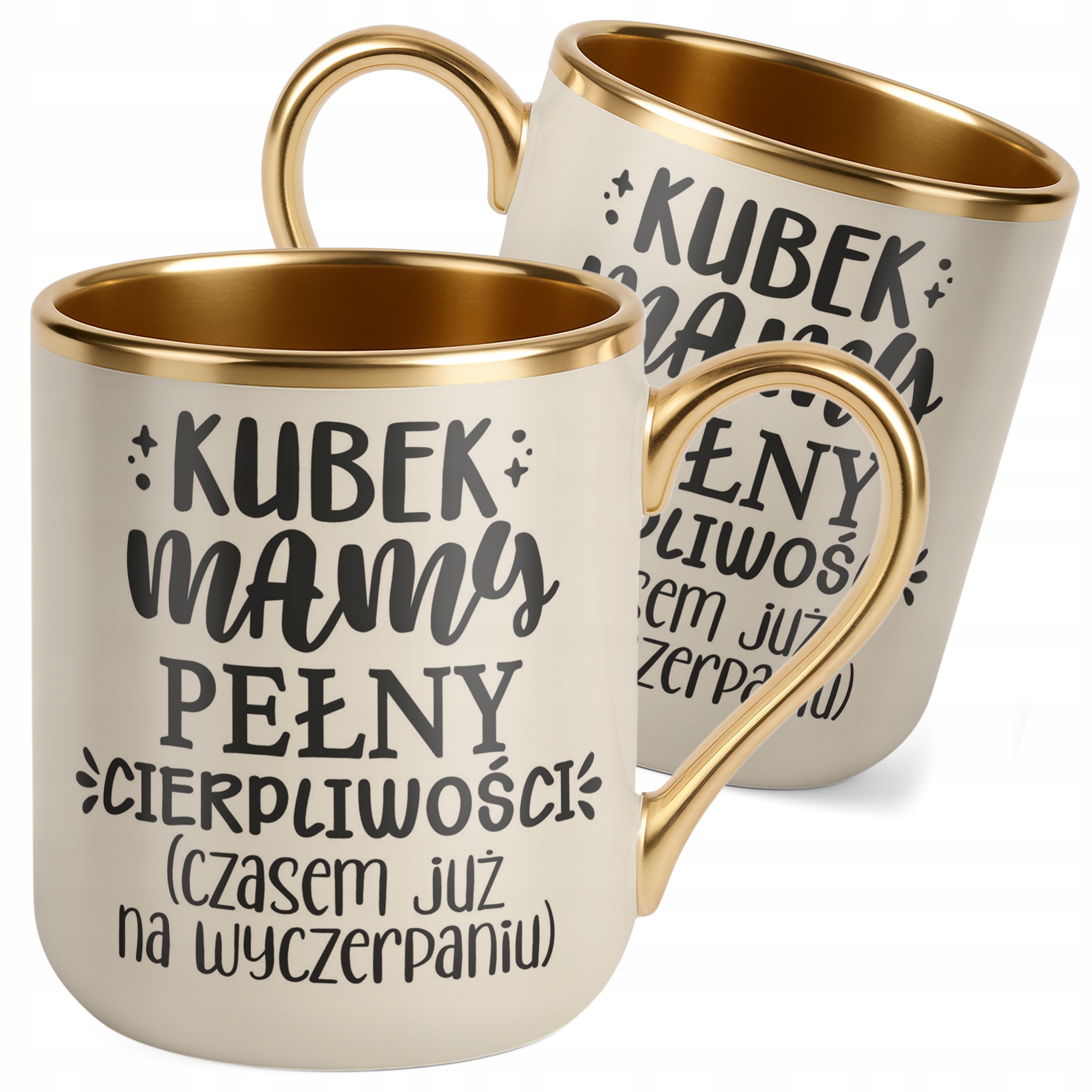 Kubek Premium Złoty Ecru Dzień Matki Prezent Kubek Pełny Cierpliwości