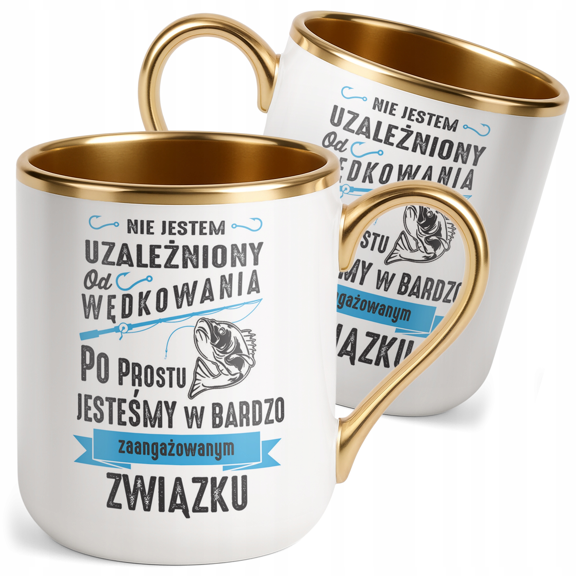 Kubek Premium Złoty Dla Wędkarza Wędkowanie Ryby Zabawny Prezent