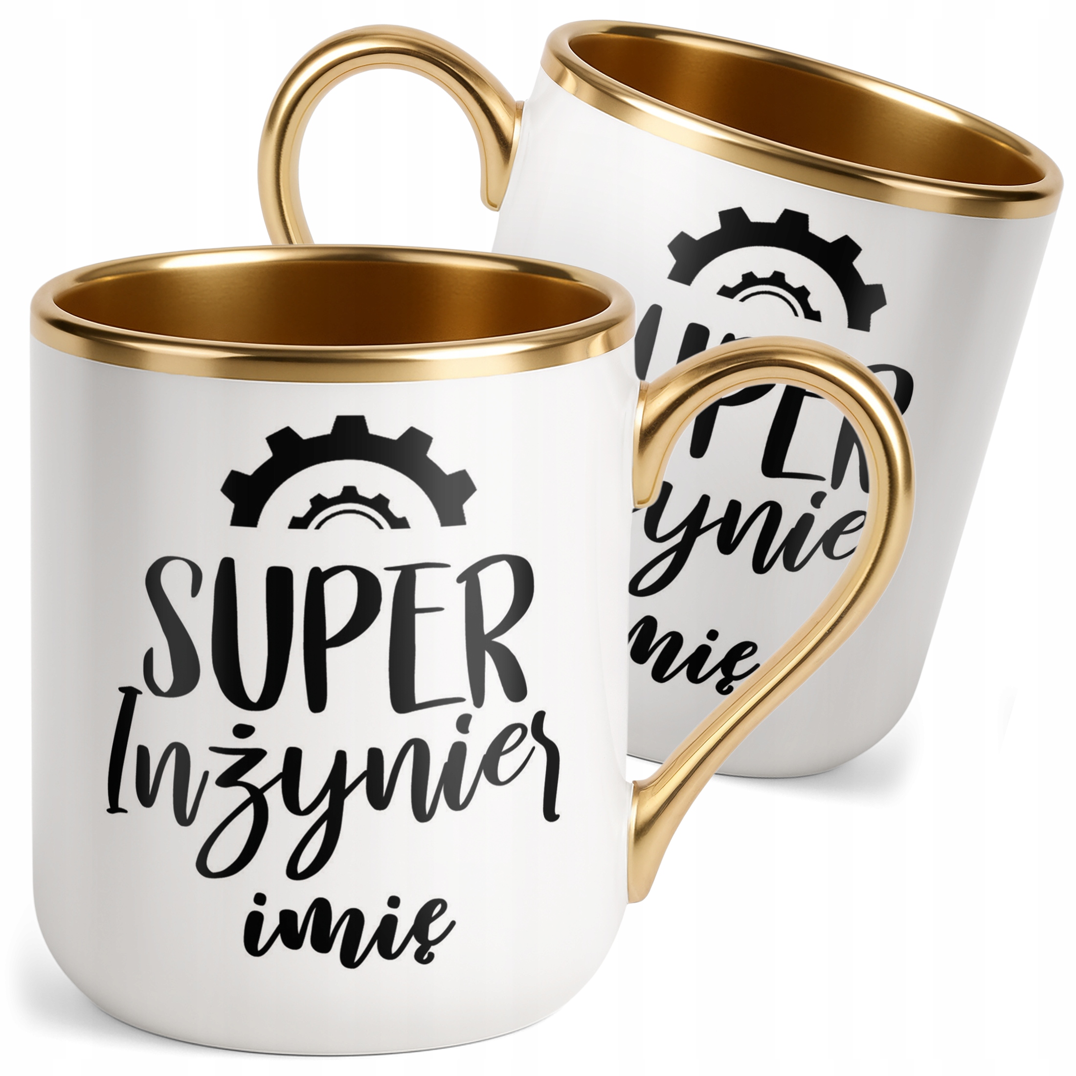 Kubek Premium Złoty Personalizowany Super Inżynier Prezent Upominek