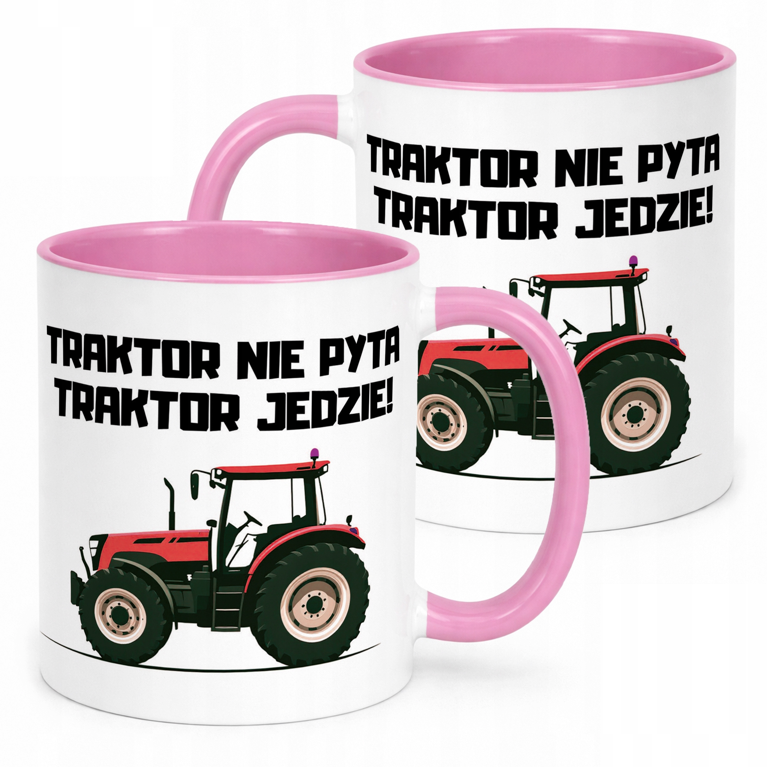 Kubek Różowy Rolnik Dla Rolnika Traktor Zabawny Prezent Upominek