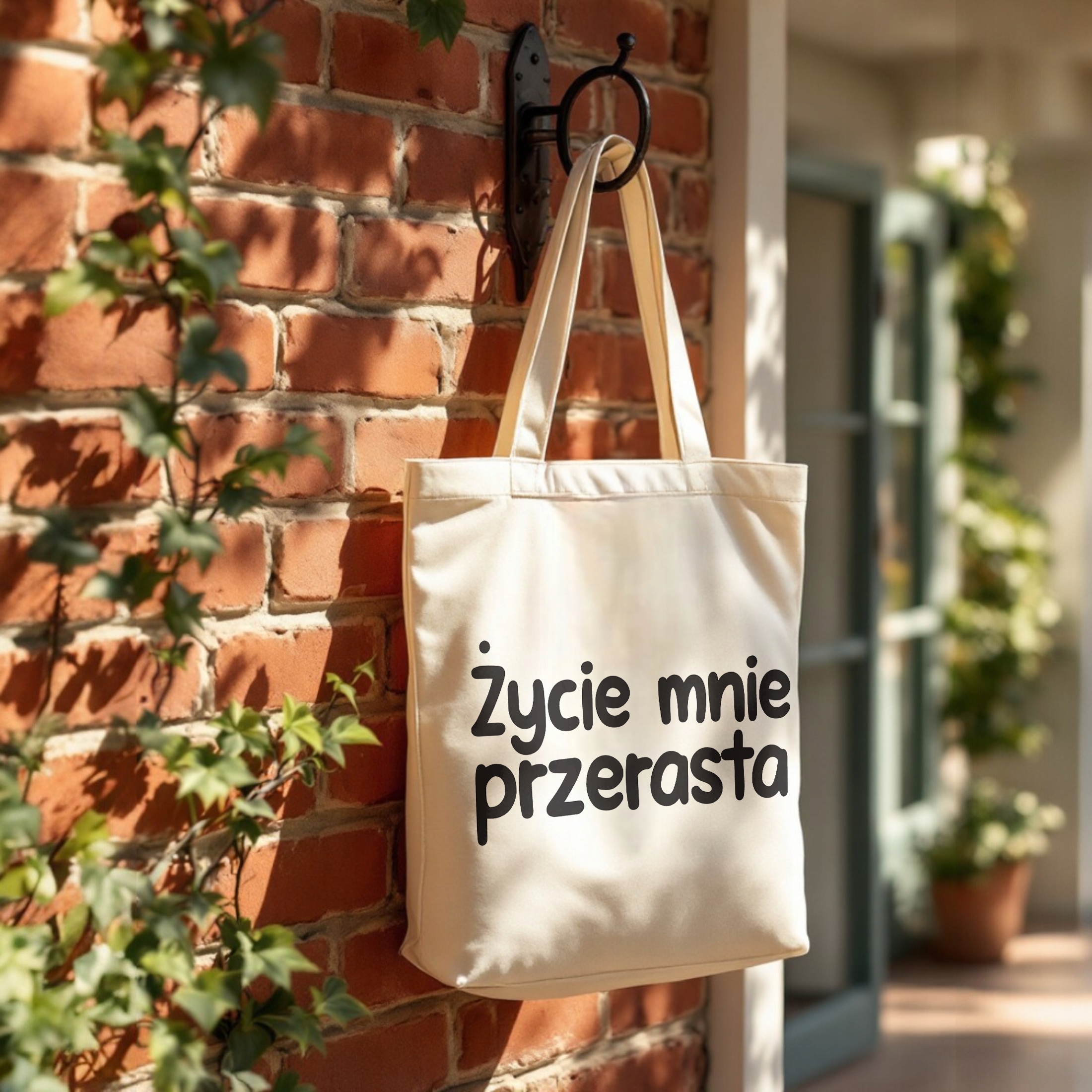 Torba bawełniana premium Życie Mnie Przerasta Zabawny Prezent