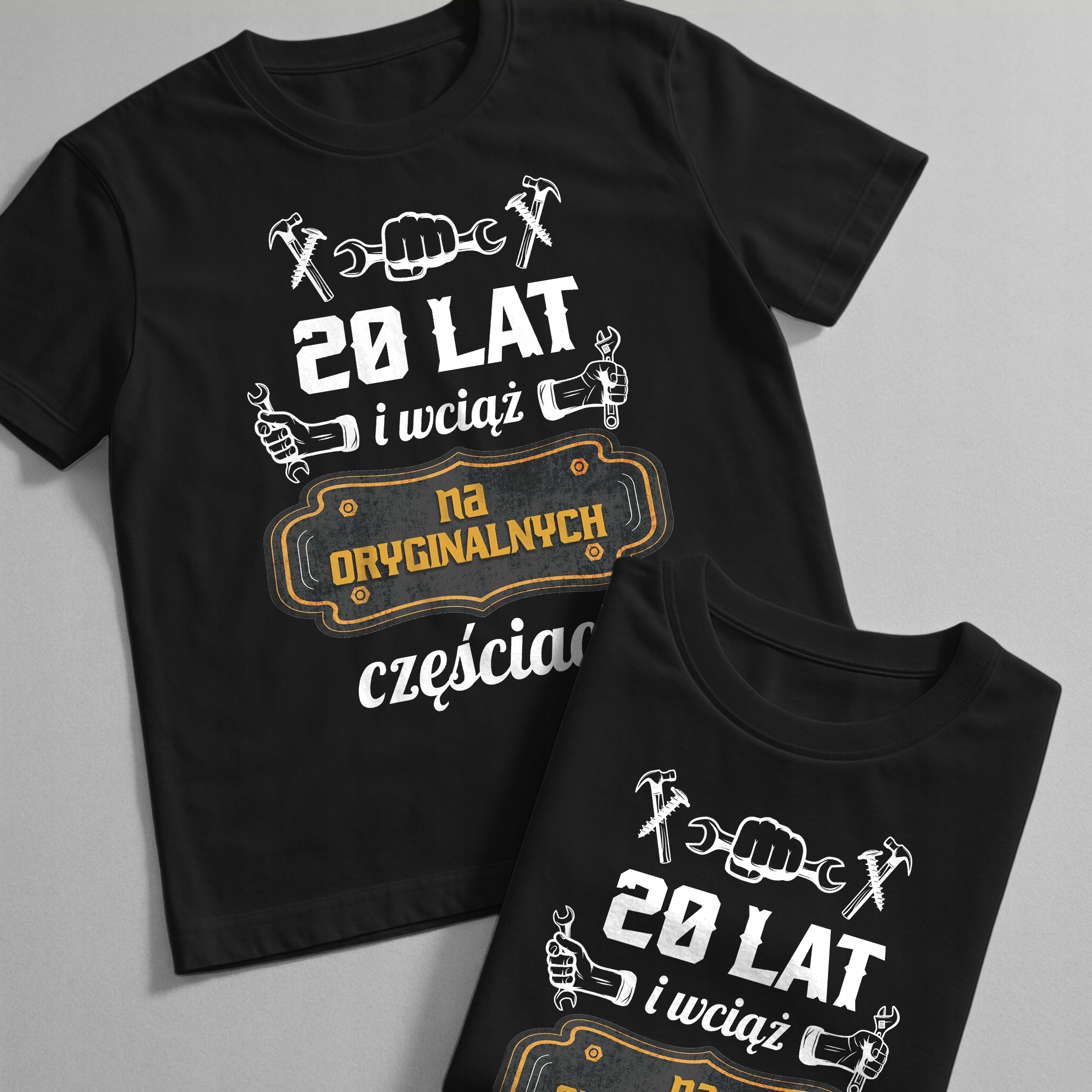 Koszulka czarna męska 20 Urodziny Wciąż Na Oryginalnych Częściach r. 3XL