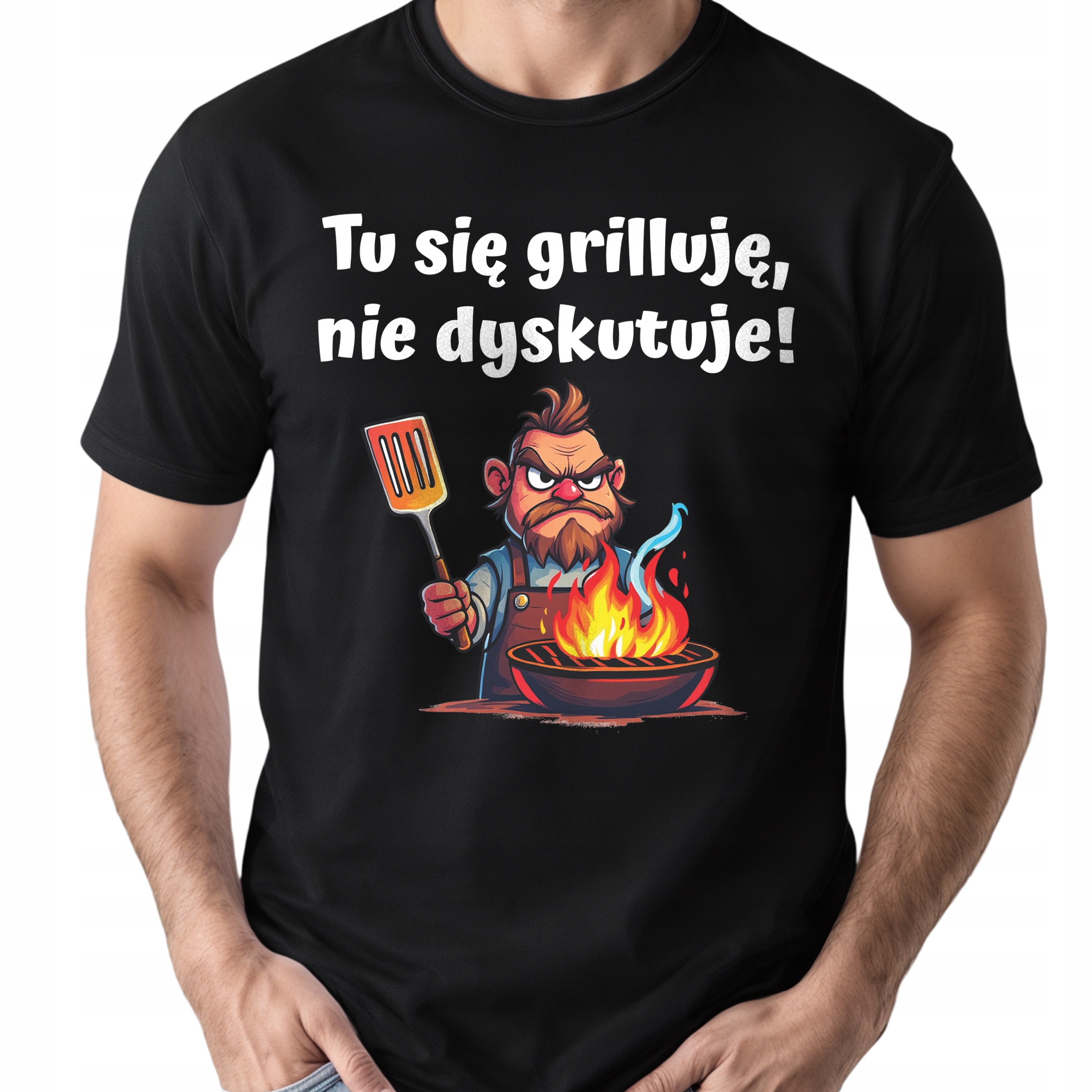Koszulka czarna męska Tu Się Grilluje Nie Dyskutuje r. 3XL