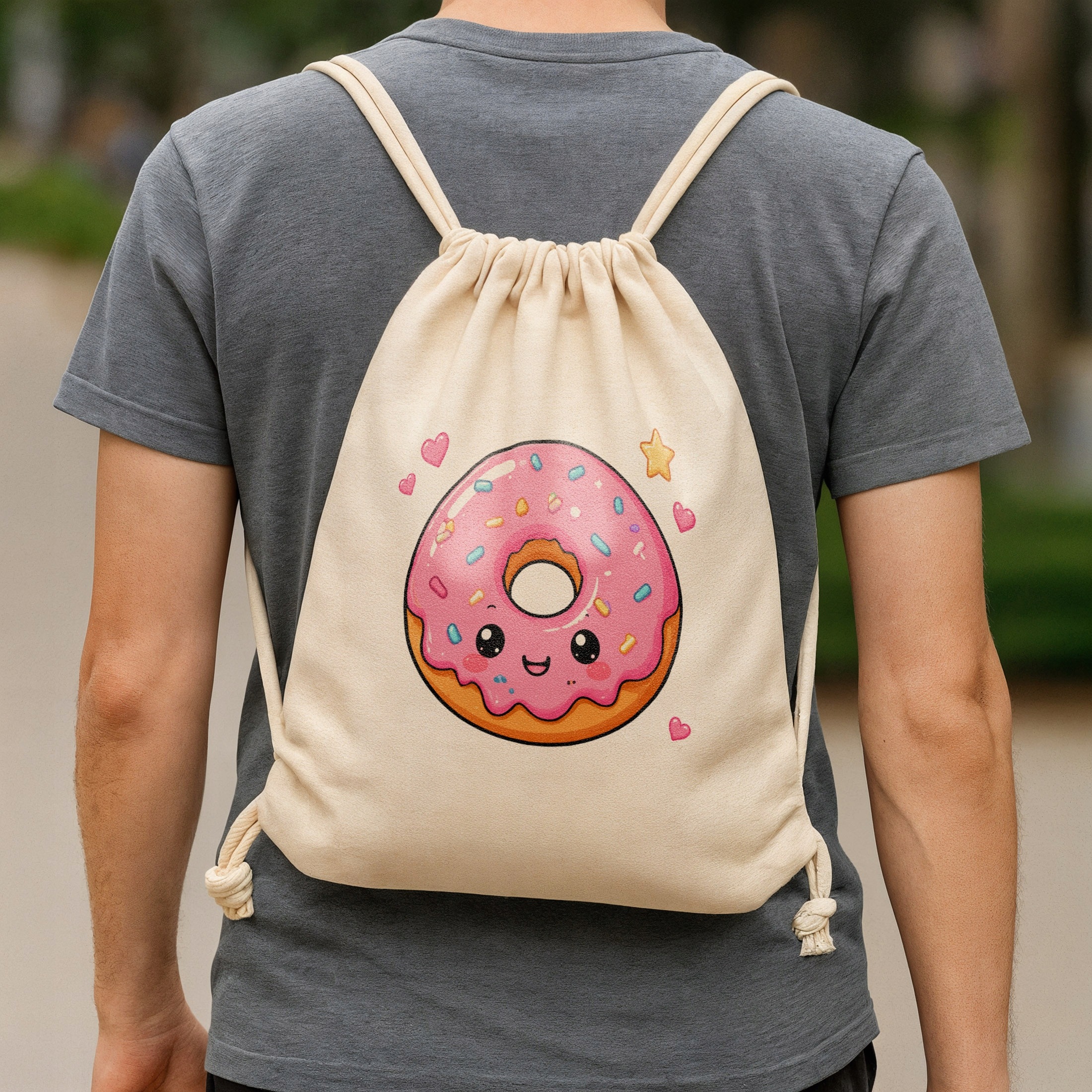 Zestaw Plecak Worek Kubek Czerwony Z Nadrukiem Kawaii Pączek Prezent