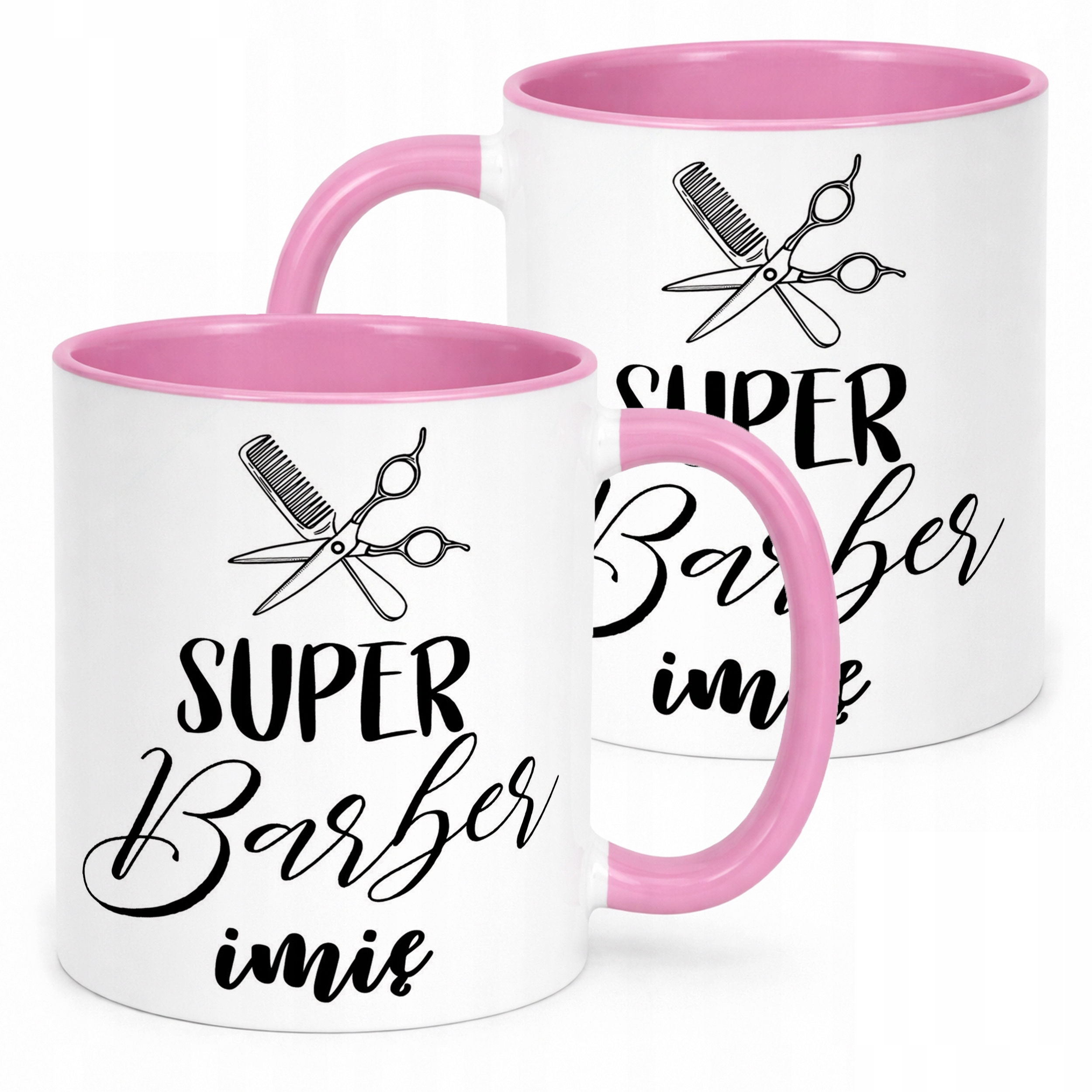 Kubek Różowy Personalizowany Super Barber Dla Barbera Prezent