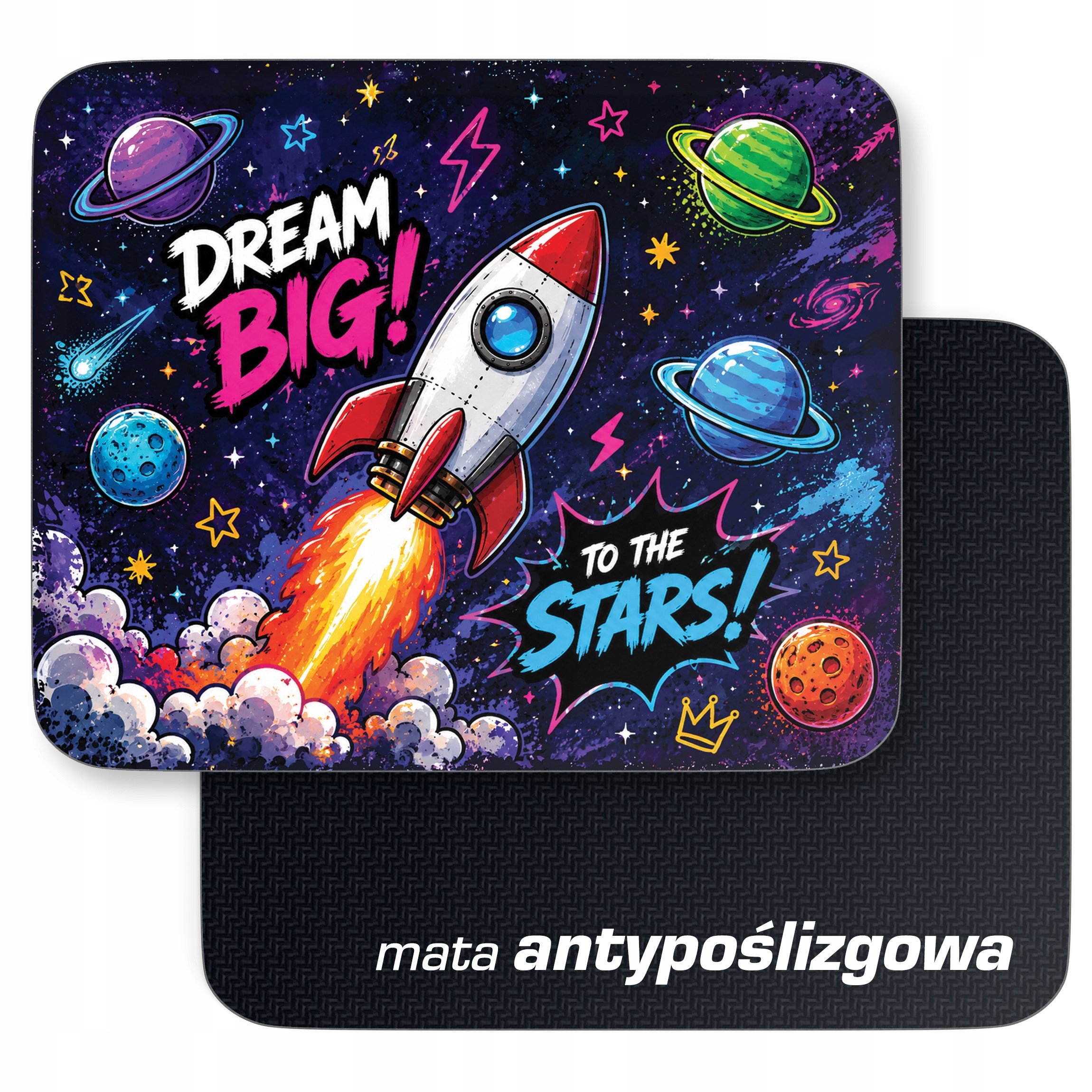 Podkładka pod mysz z nadrukiem Rakieta Kosmos dla graczy