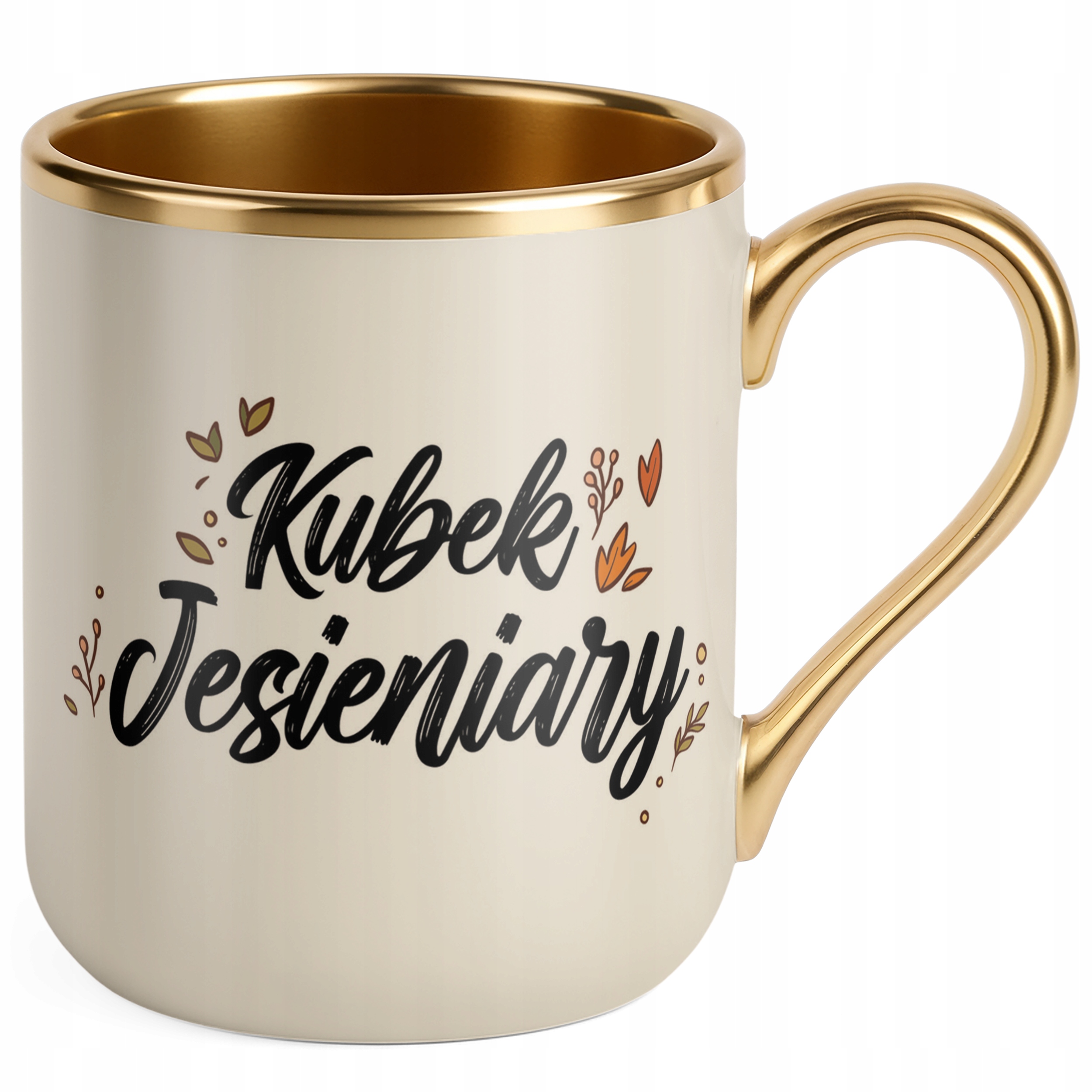 Kubek Premium Złoty Ecru Personalizowany Jesienny Jesieniara Prezent