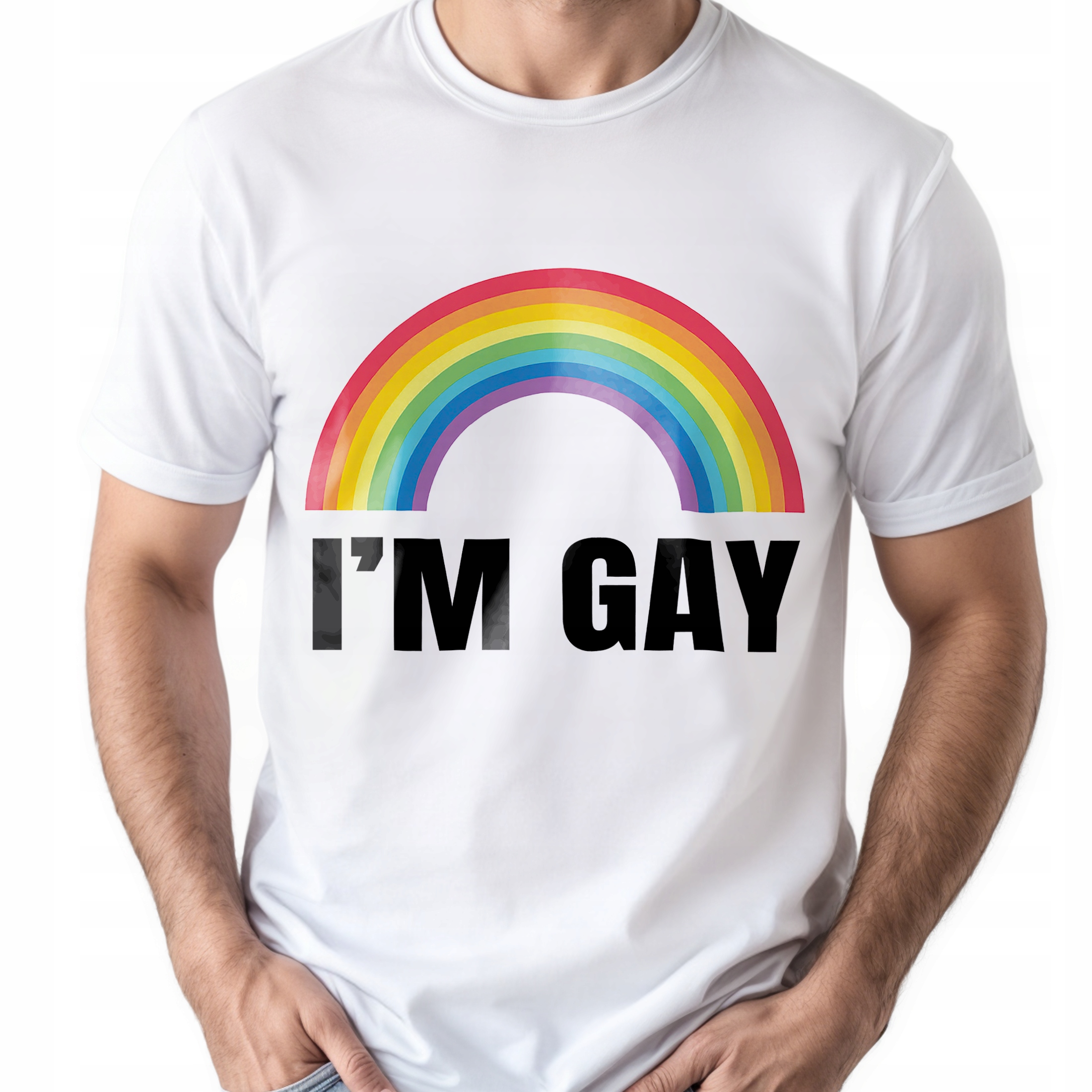 Koszulka biała męska I’m Gay Jestem Gejem Zabawny Prezent