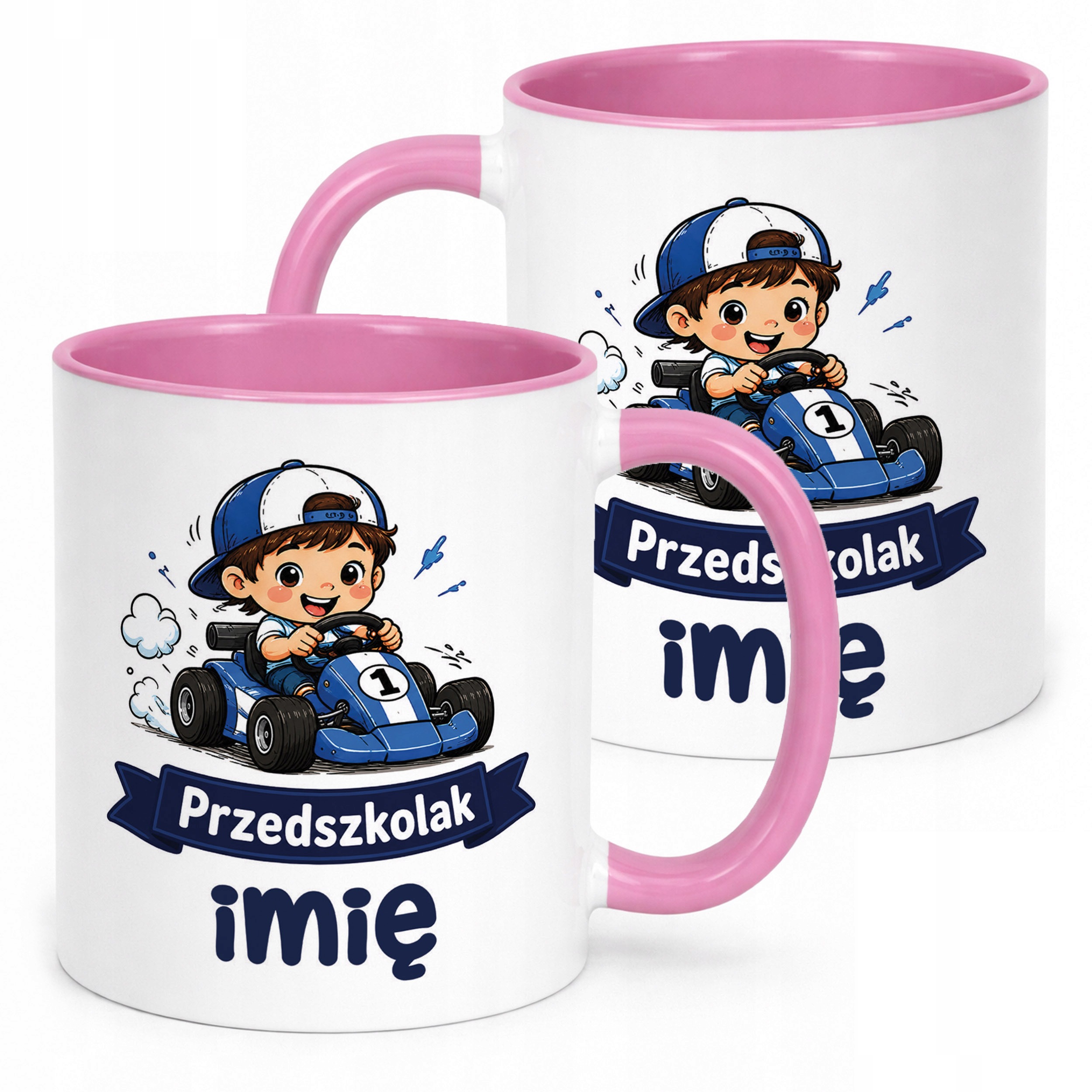 Kubek Różowy z nadrukiem personalizowany Przedszkolak Szkoła Dla Dzieci
