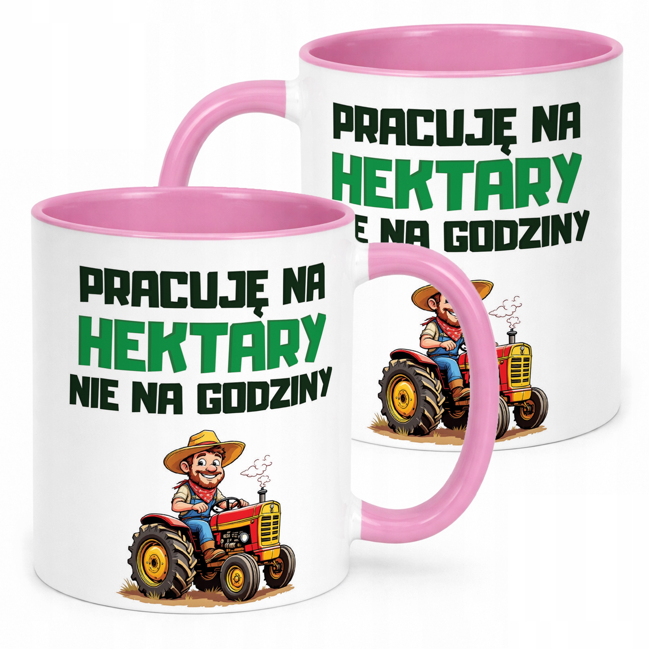 Kubek Różowy Rolnik Dla Rolnika Traktor Zabawny Prezent Upominek