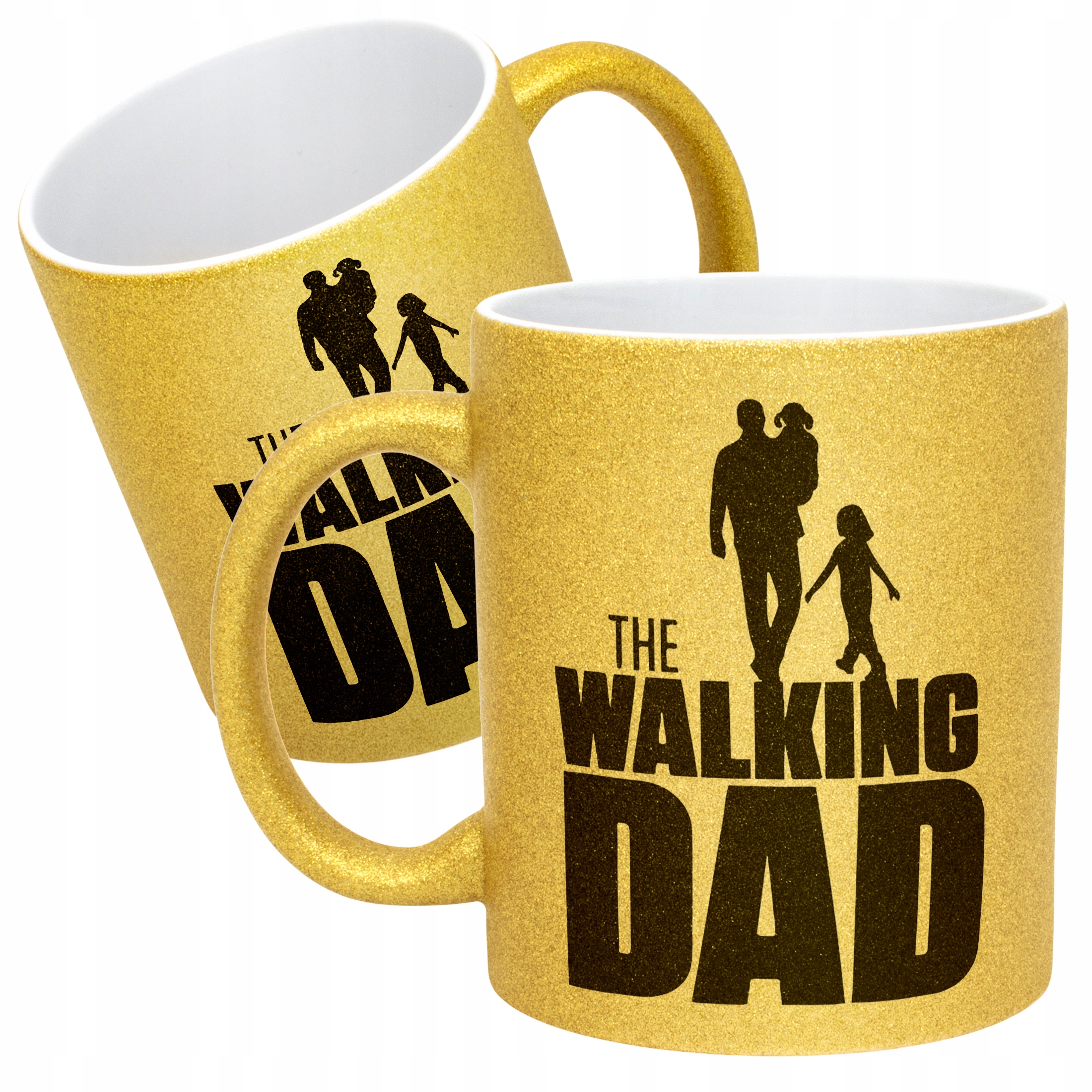 Złoty kubek brokatowy Dzień Ojca Dla Taty The Walking Dad Prezent