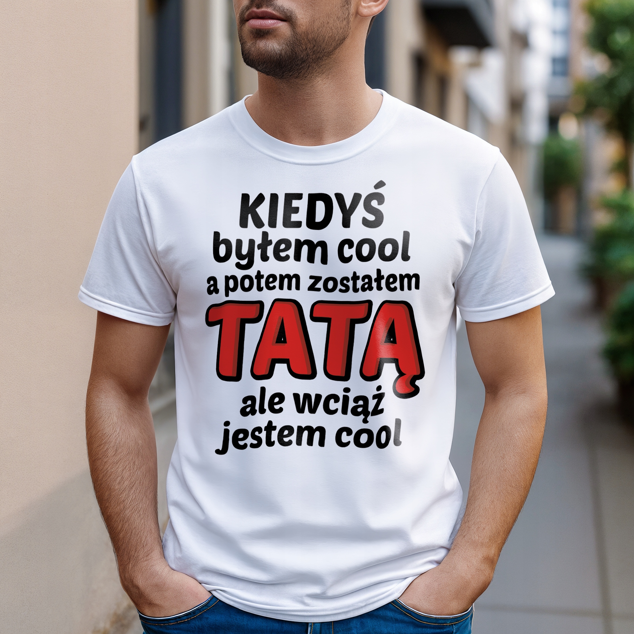Koszulka biała męska Dzień Ojca Dla Taty Prezent