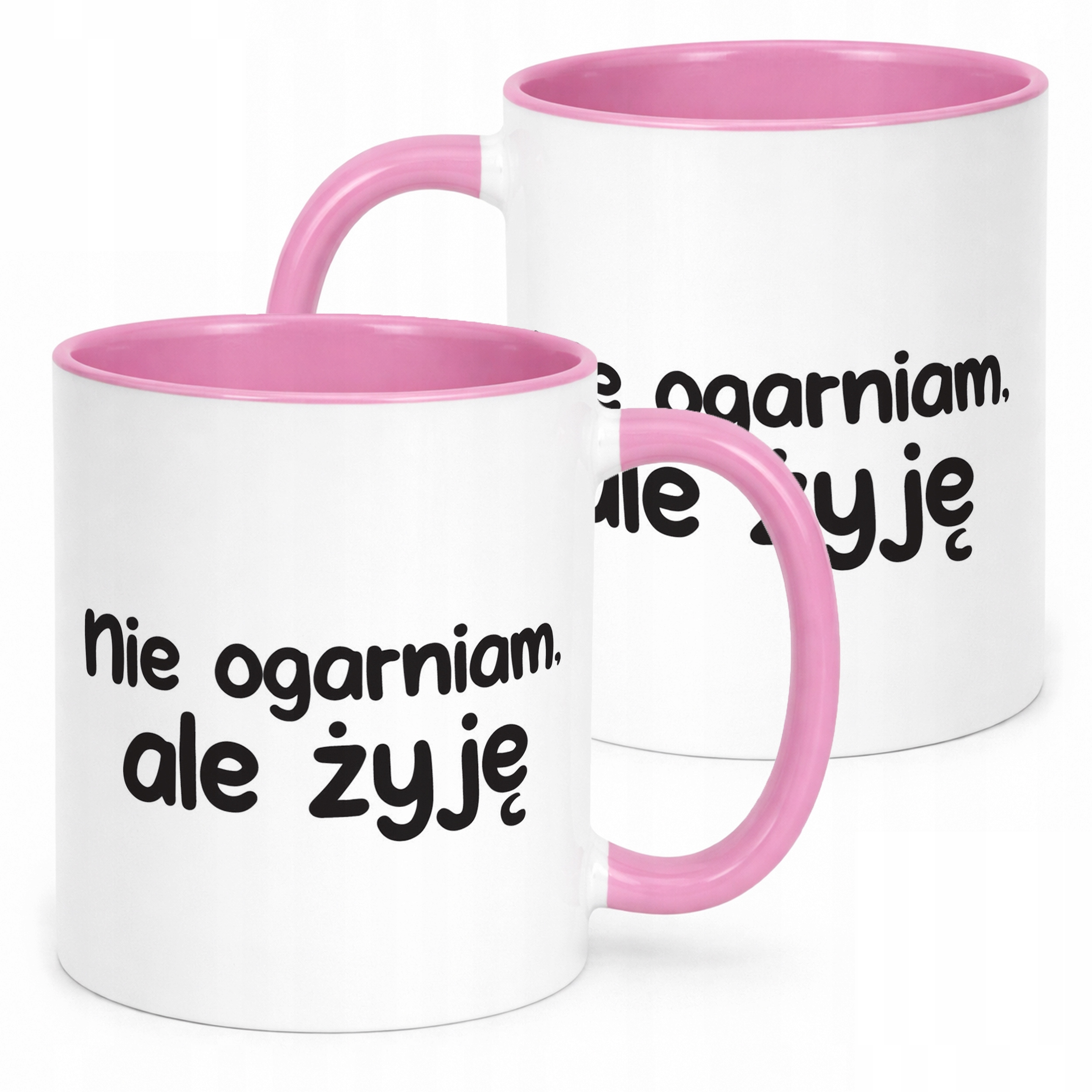 Kubek Różowy Nie Ogarniam Ale Żyję Śmieszny Zabawny Prezent
