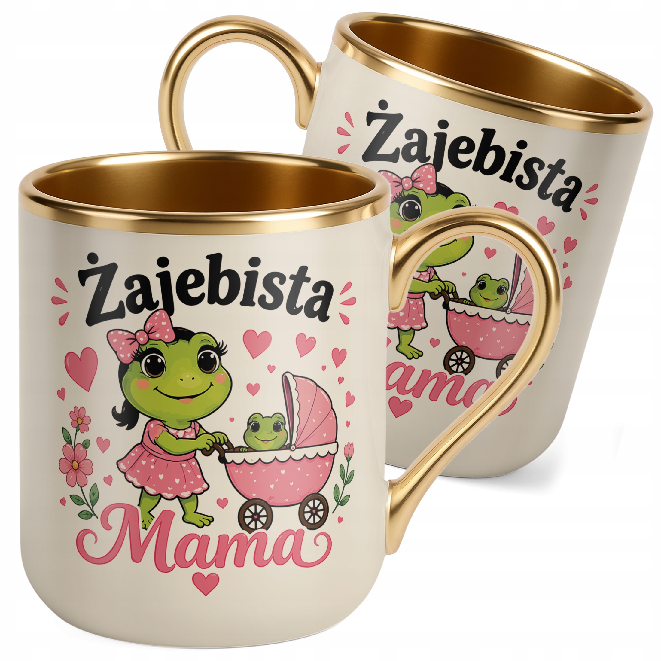 Prezent na Dzień Matki kubek premium złoty ecru dla mamy dobry prezent