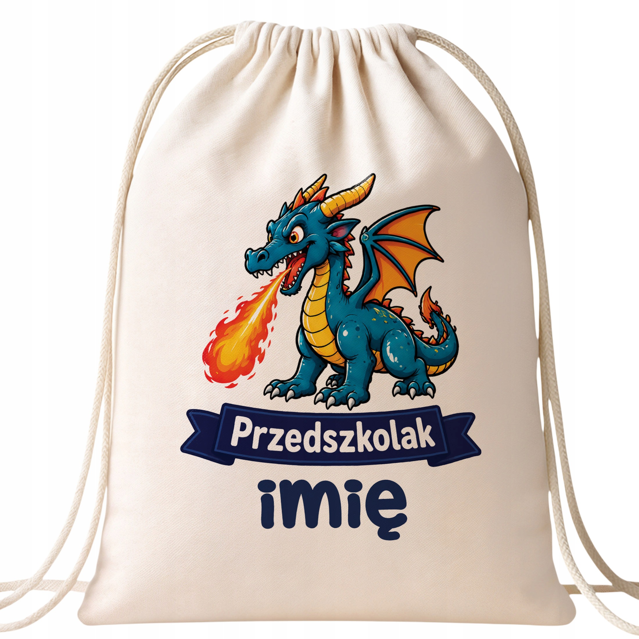 Zestaw Personalizowany Plecak Worek Kubek Przedszkolak Smok Prezent