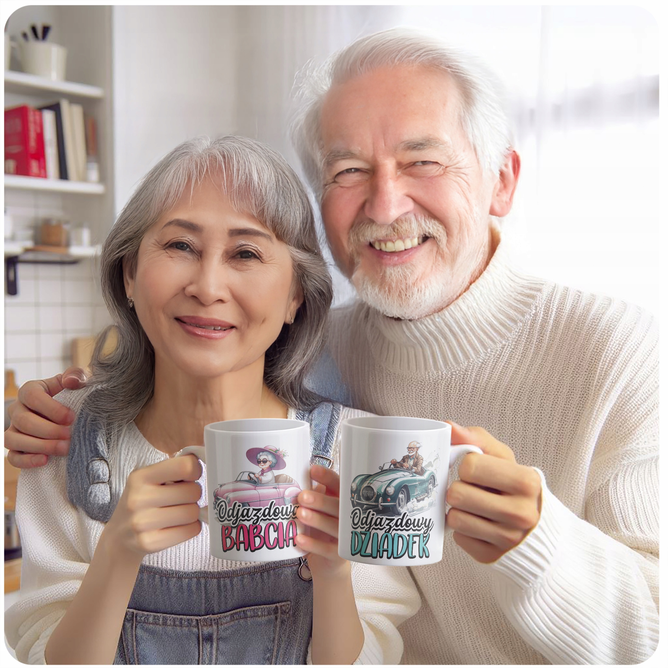 Zestaw Kubków Ceramicznych 330 ml Dzień Babci i Dziadka Prezent Odjazdowi