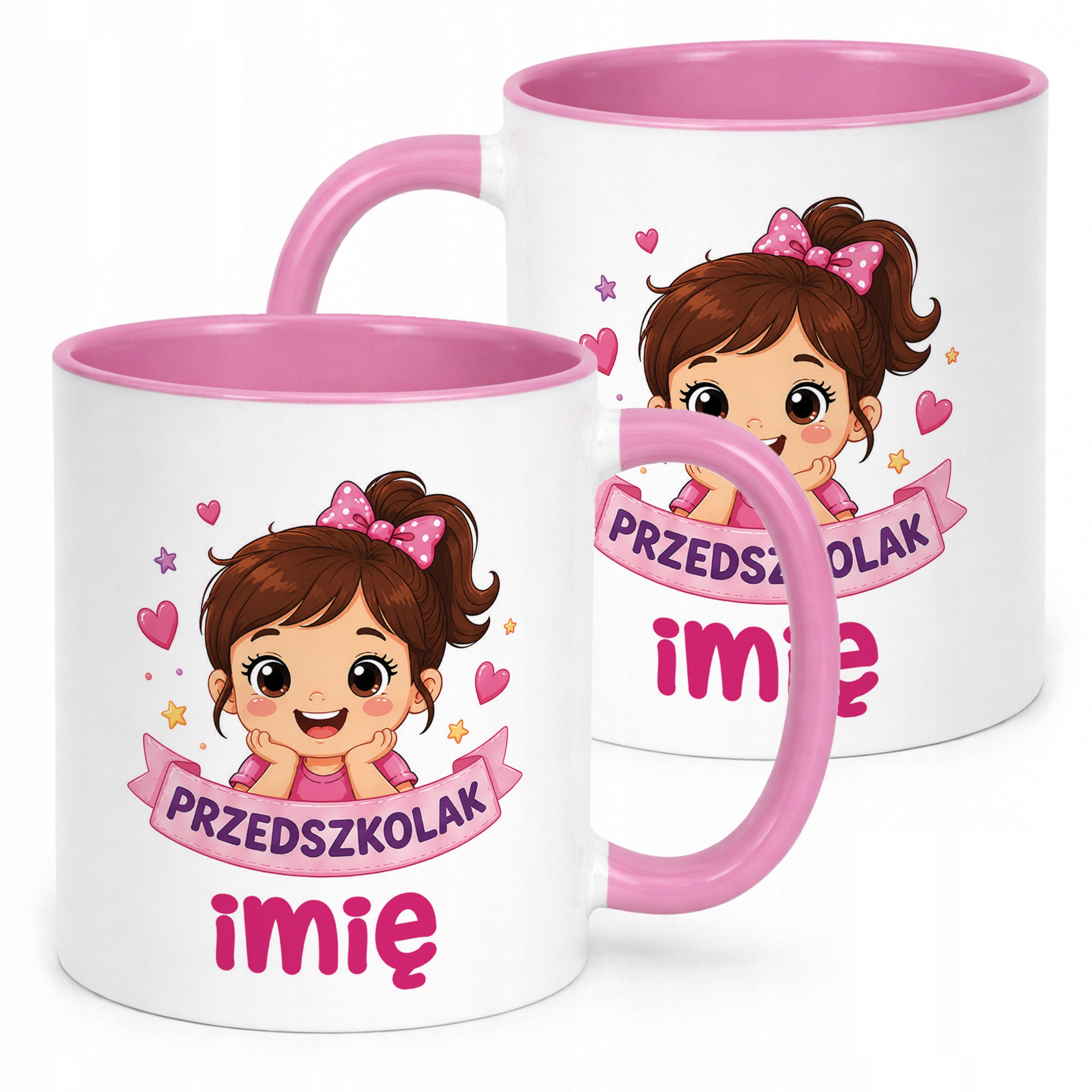 Kubek Różowy z nadrukiem personalizowany Przedszkolak Szkoła Dla Dzieci