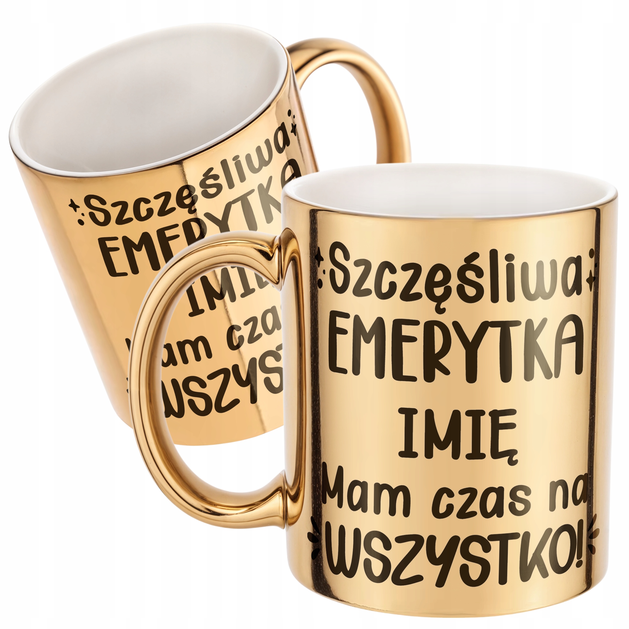 Złoty Kubek ceramiczny Personalizowany z okazji Emerytury Dla Emerytki