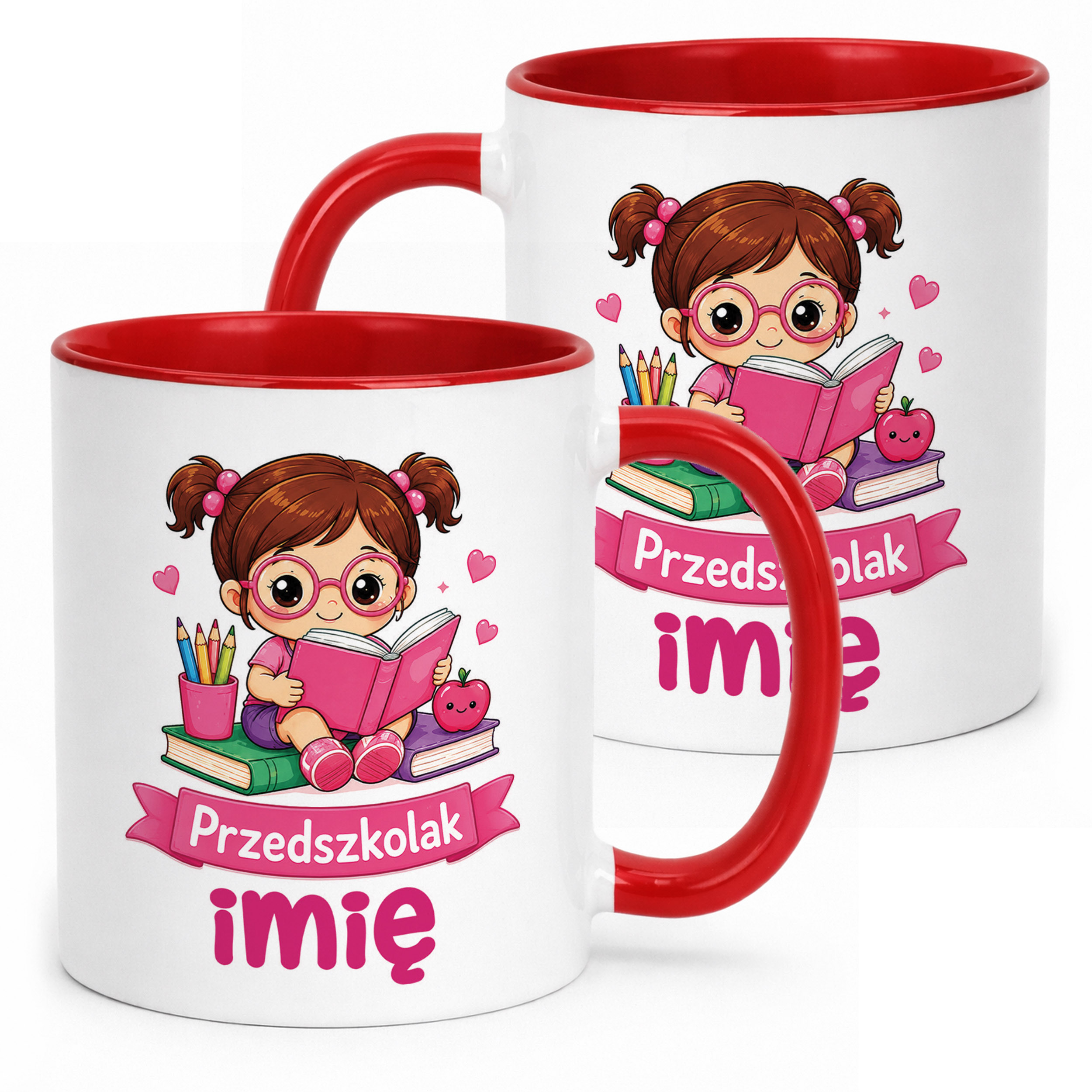 Kubek Czerwony z nadrukiem personalizowany Przedszkolak Szkoła Dla Dzieci
