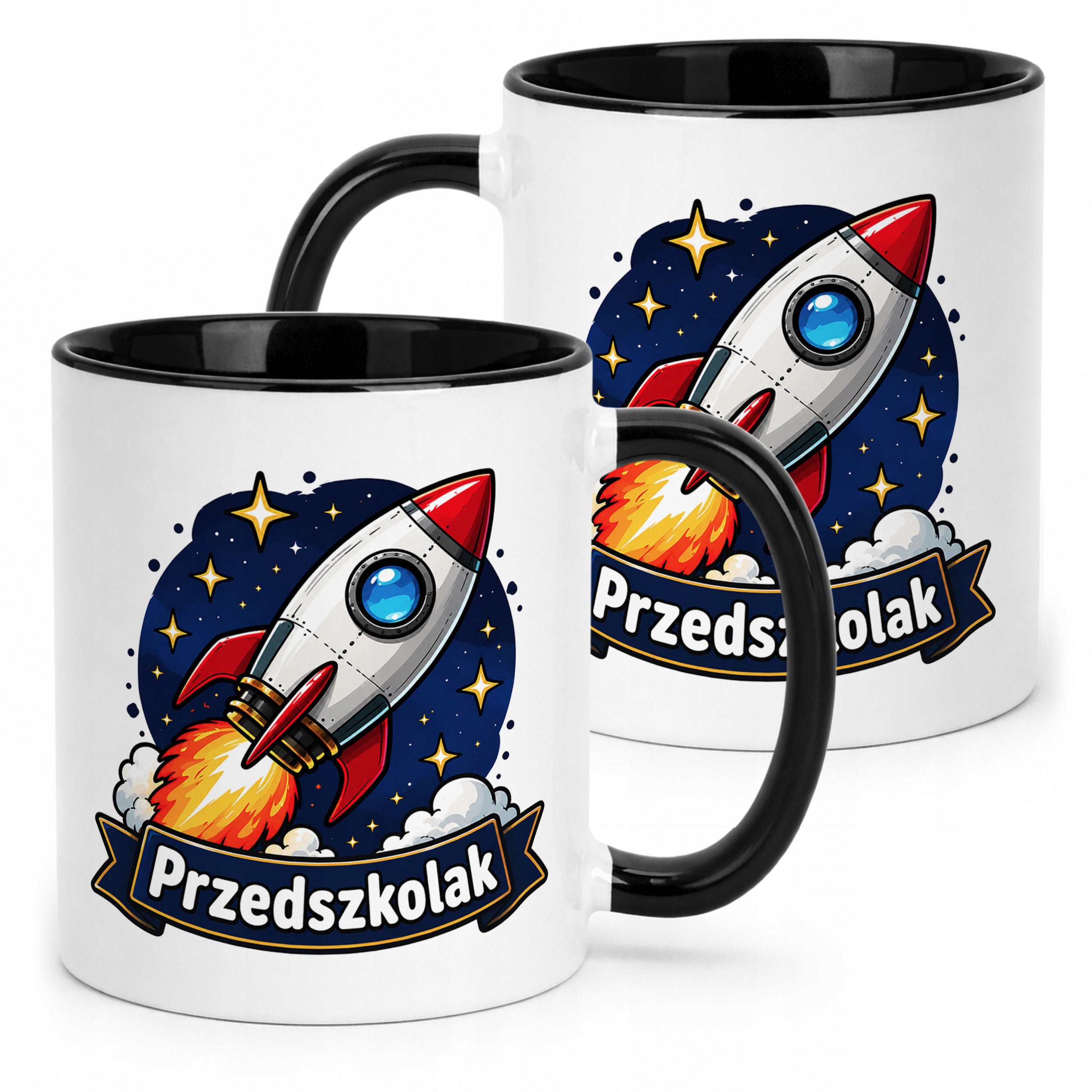 Kubek Czarny z nadrukiem Przedszkolak Szkoła Dla Dzieci Prezent