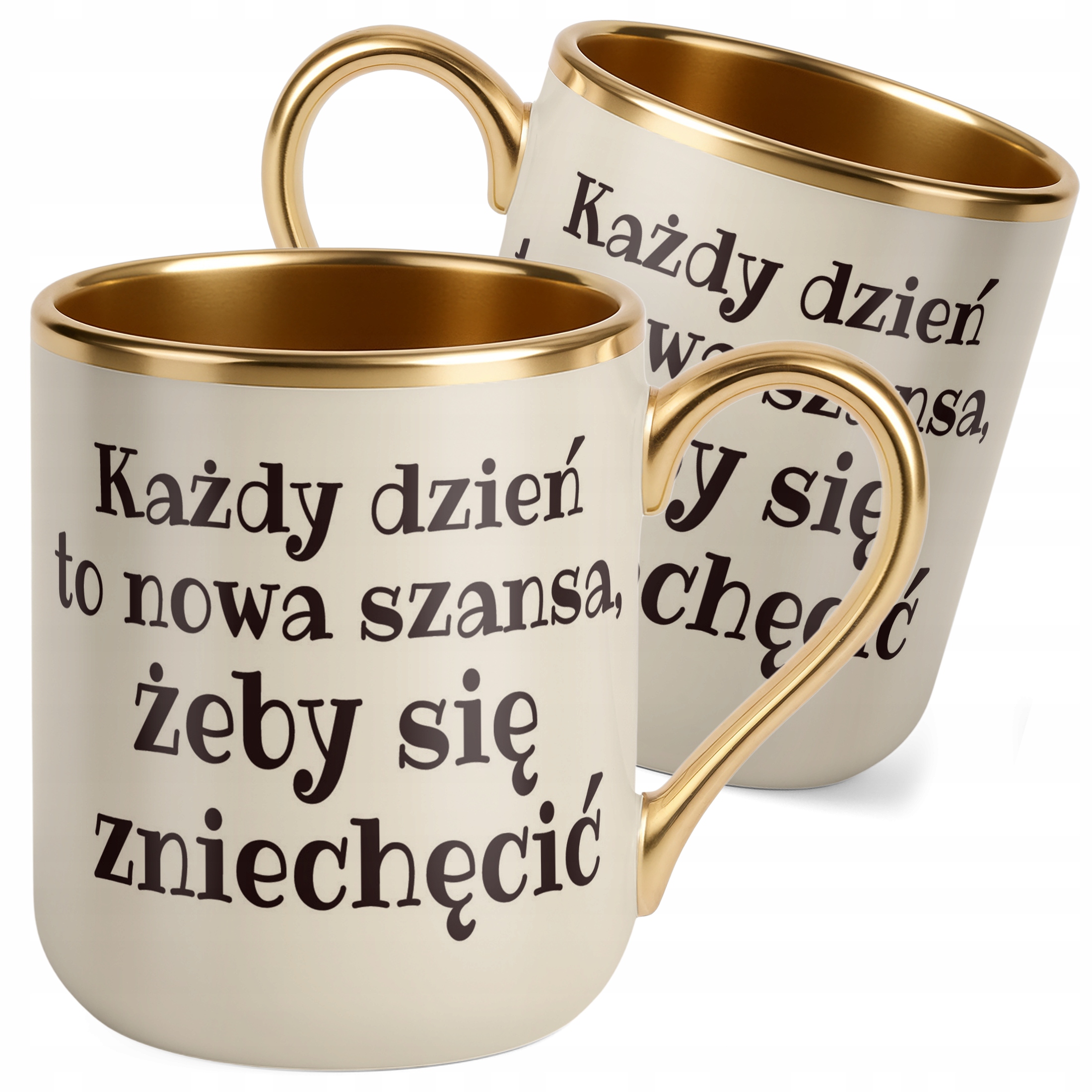 Kubek Premium Złoty Ecru Każdy Dzień To Nowa Szansa Prezent