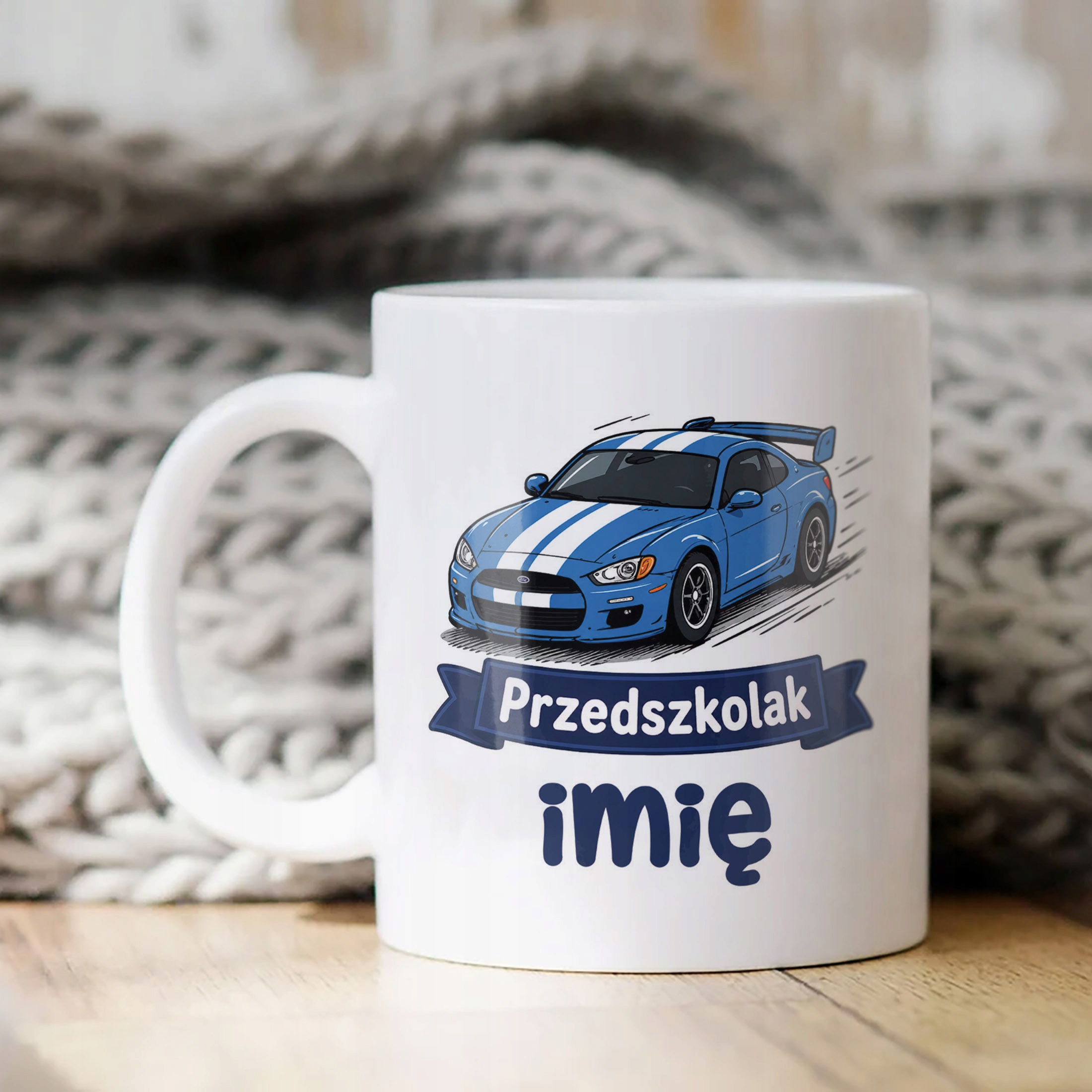 Biały Kubek z nadrukiem personalizowany Przedszkolak Szkoła Dla Dzieci
