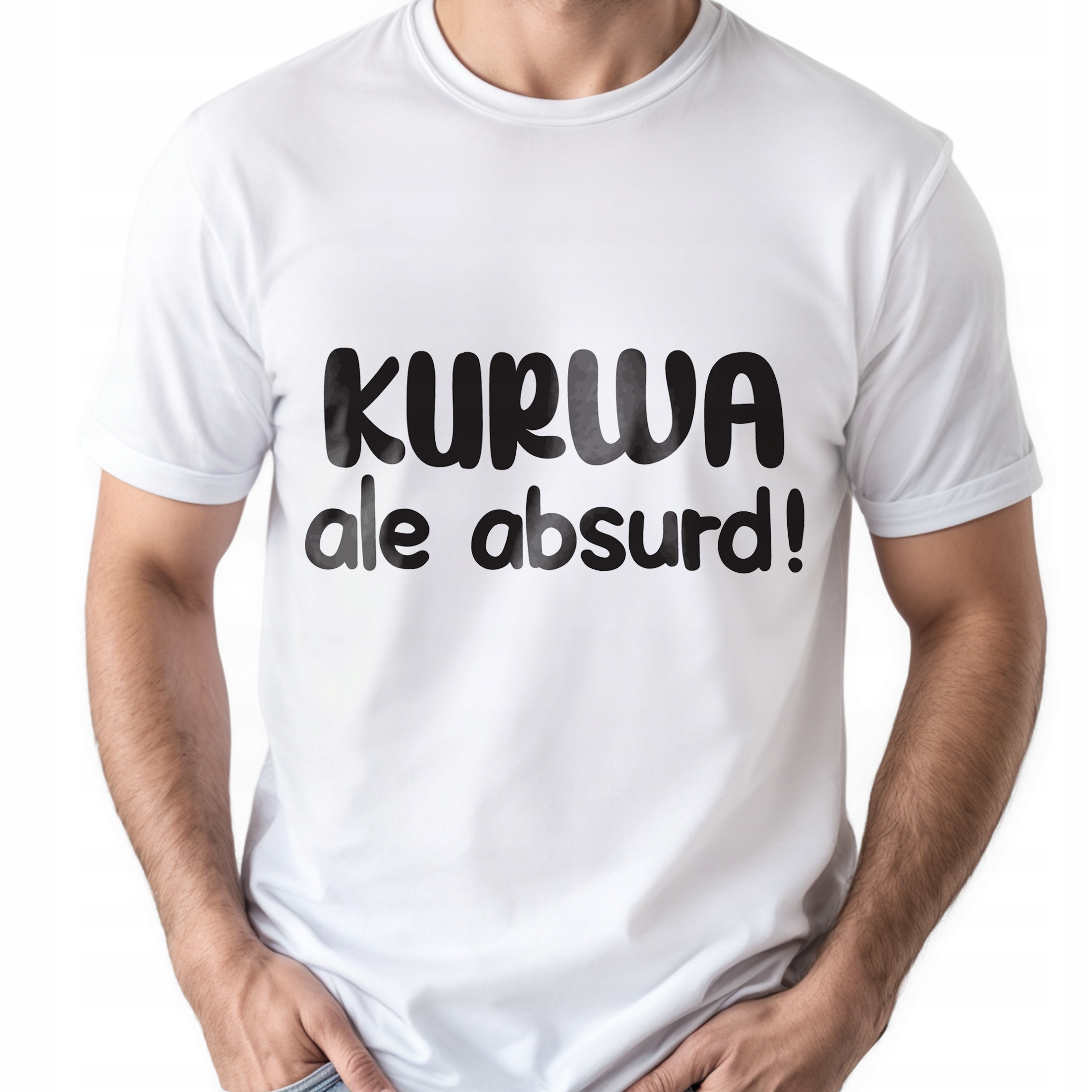Koszulka biała męska K**wa Ale Absurd Zabawny Prezent