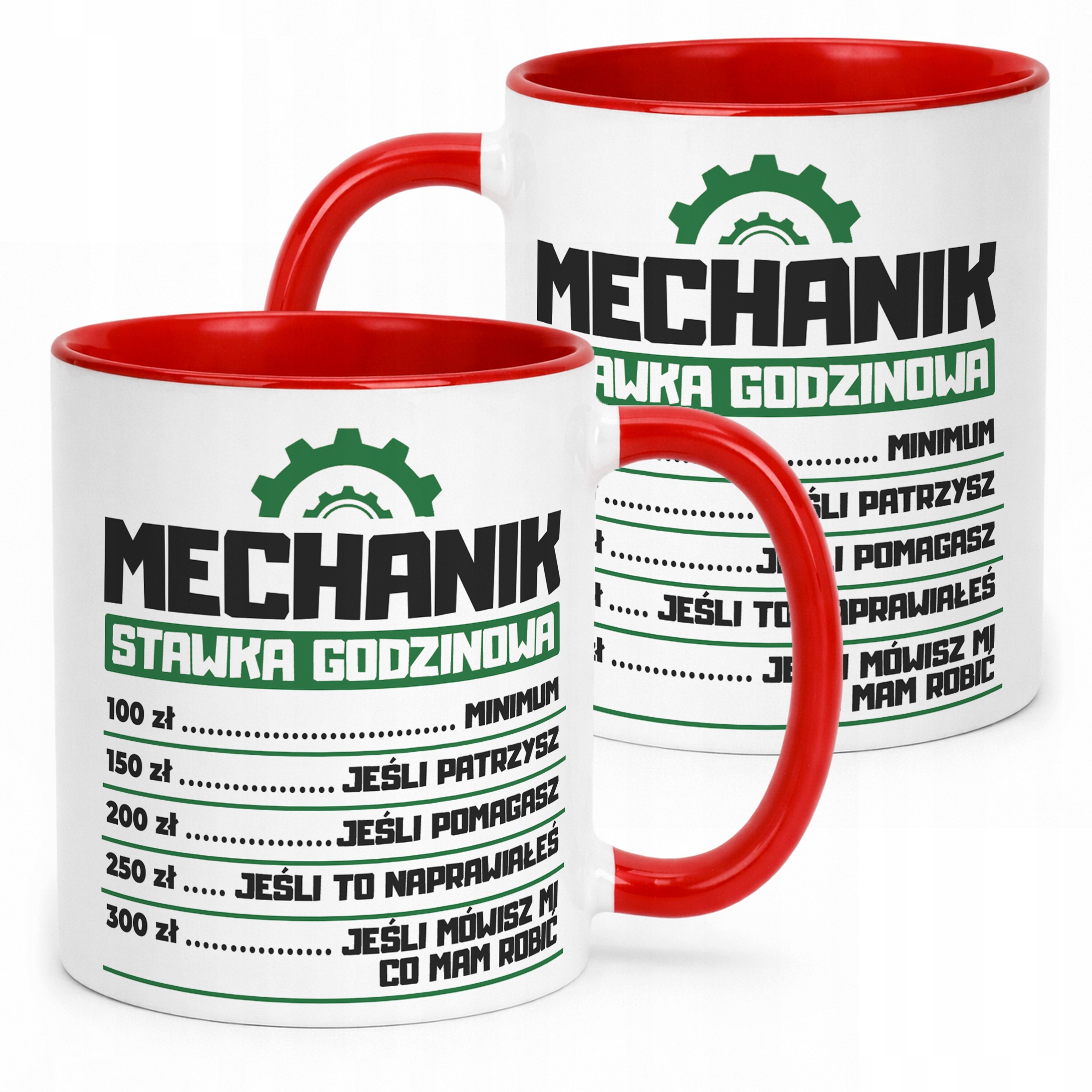 Kubek Czerwony Mechanik Stawka Godzinowa Zabawny Prezent Upominek