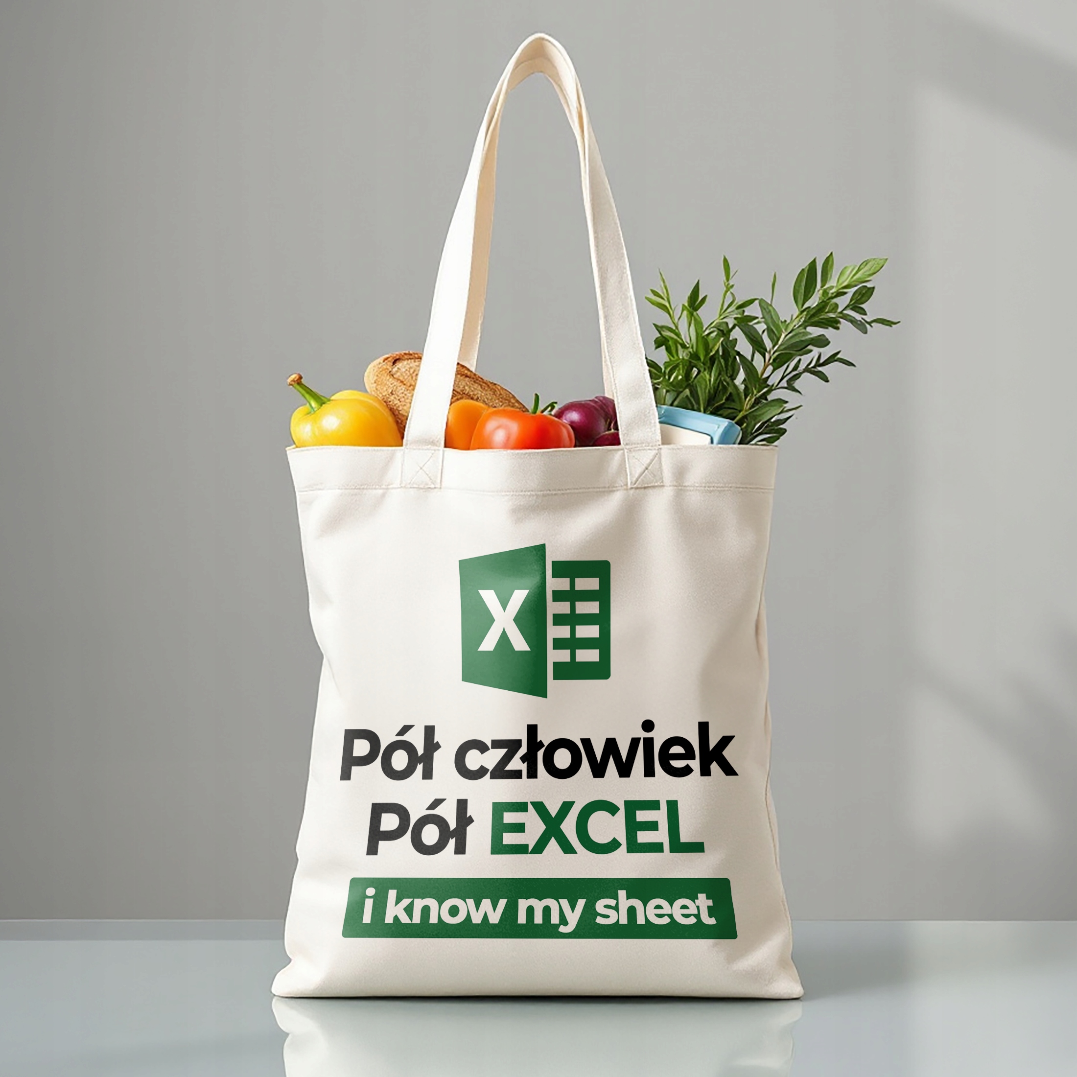Torba bawełniana premium Pół Człowiek Pół Excel Zabawny Prezent