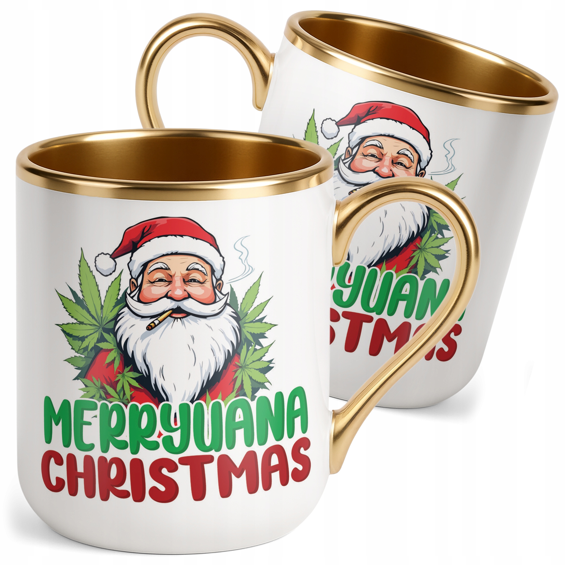 Kubek Premium Złoty Merryuana Christmas Boże Narodzenie Zabawny