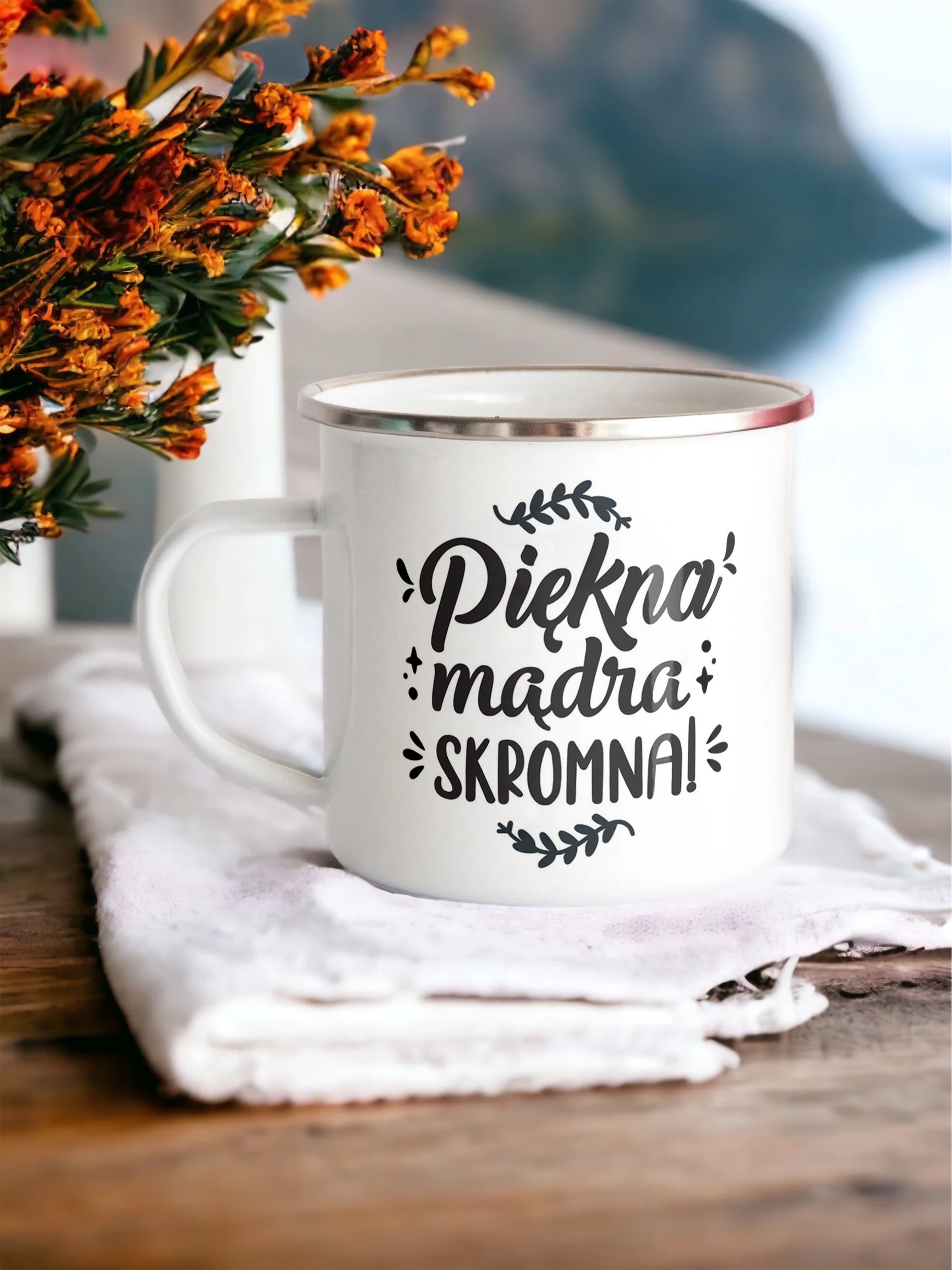 Emaliowany Kubek Garnuszek Dzień Kobiet Dla Kobiety Prezent Upominek