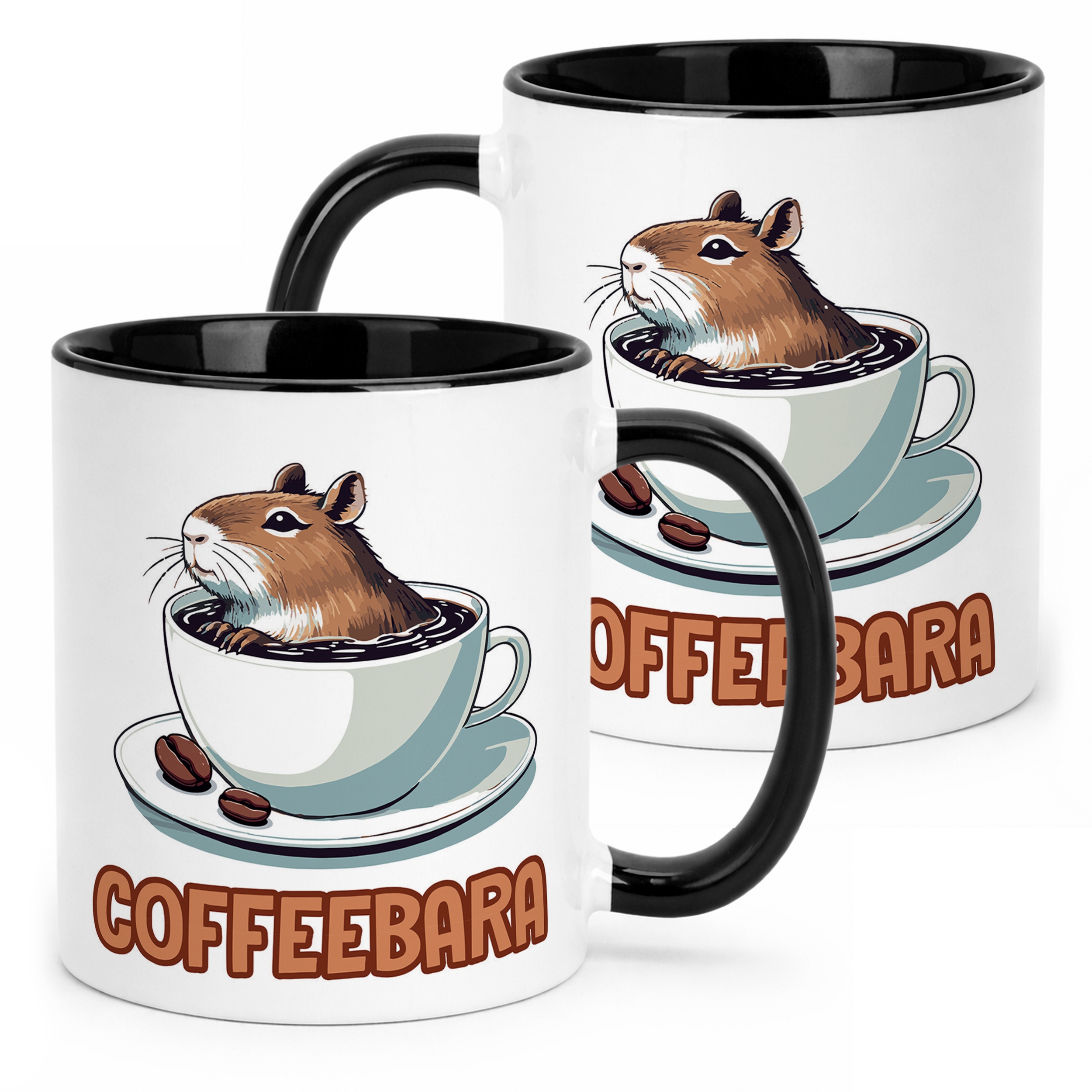 Kubek Czarny Kapibara Capybara Zwierzak Słodki Dla Dzieci Prezent