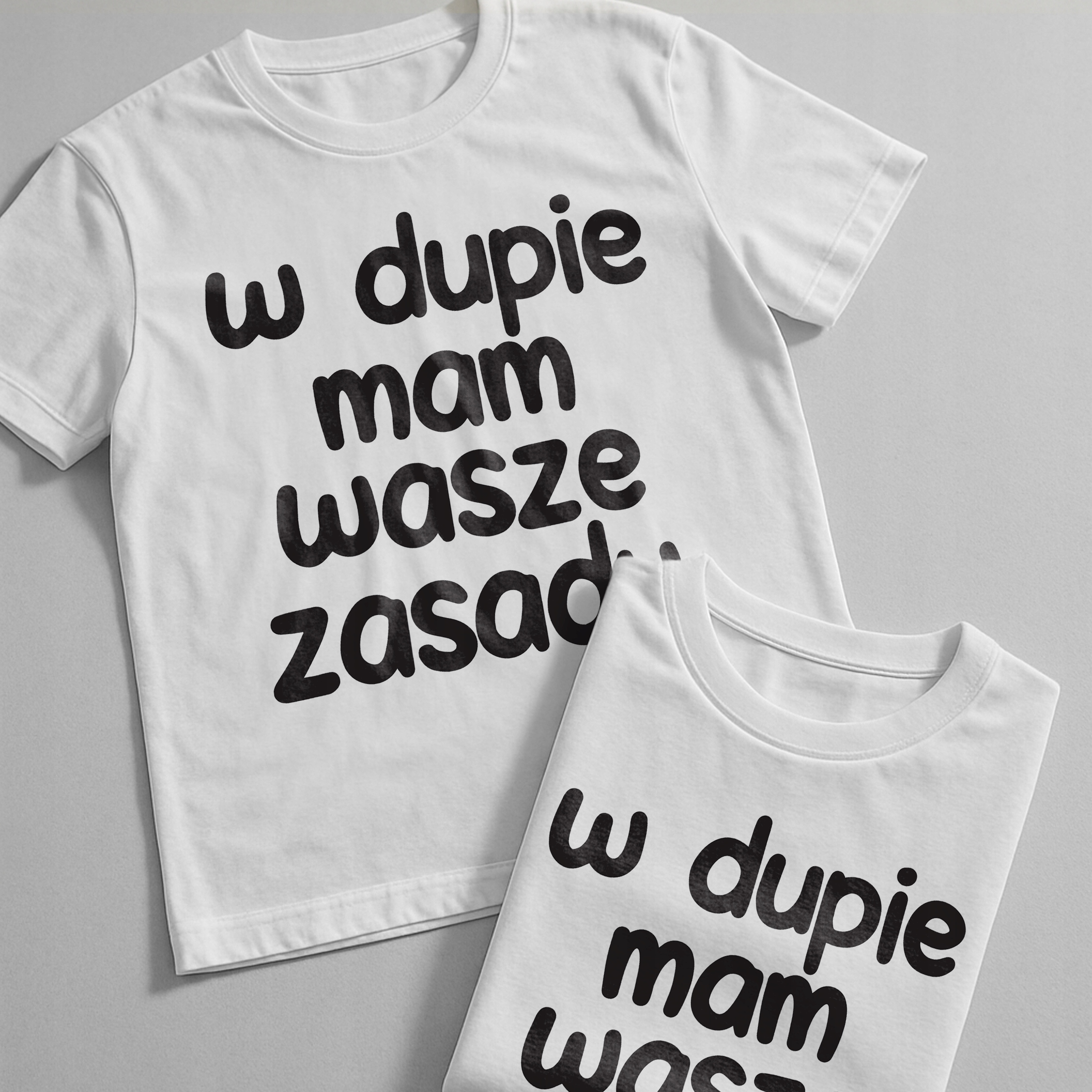 Koszulka biała męska W D*pie Mam Wasze Zasady Zabawny Prezent