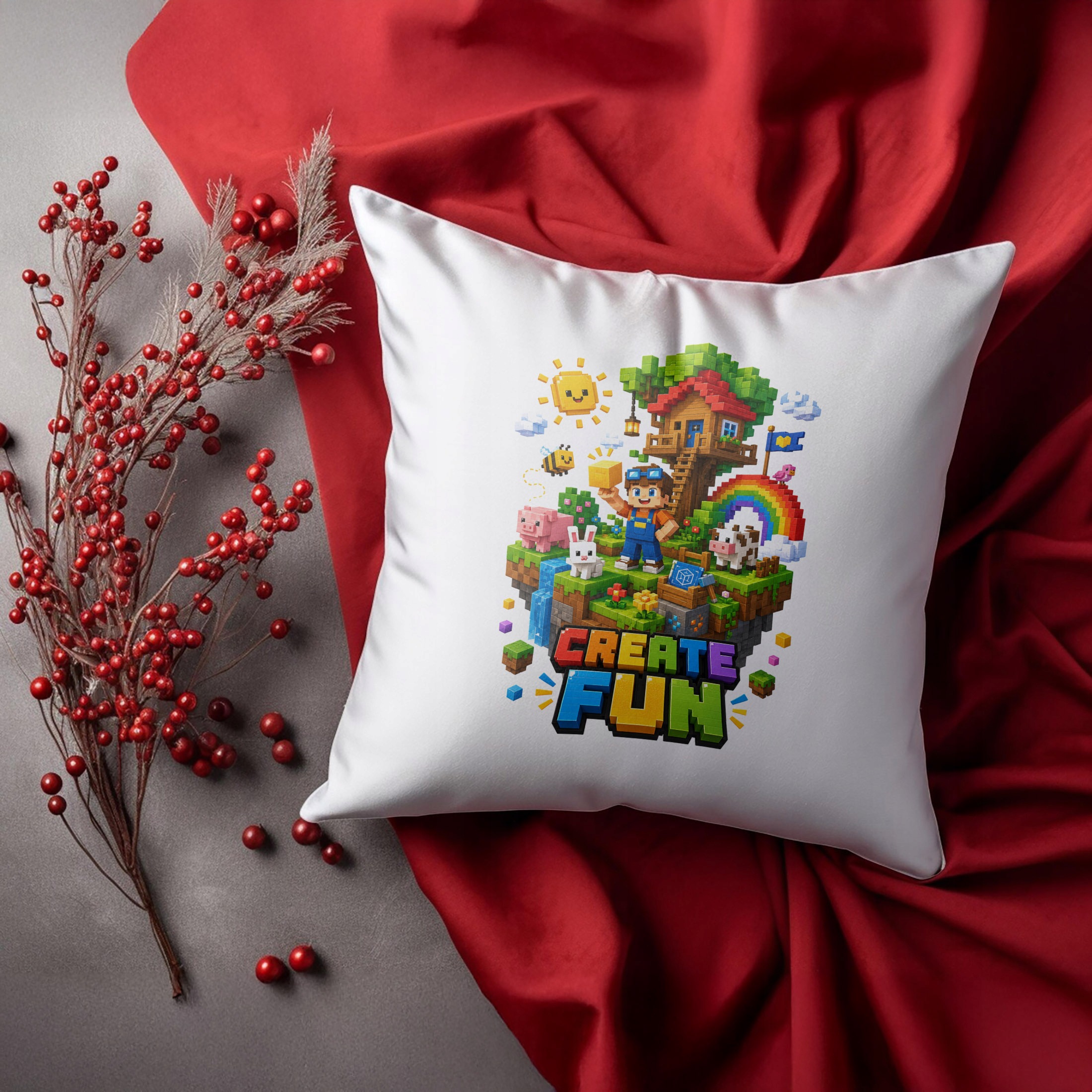 Zestaw Kubek Czarny Poduszka Z Nadrukiem PIXEL GRA Prezent