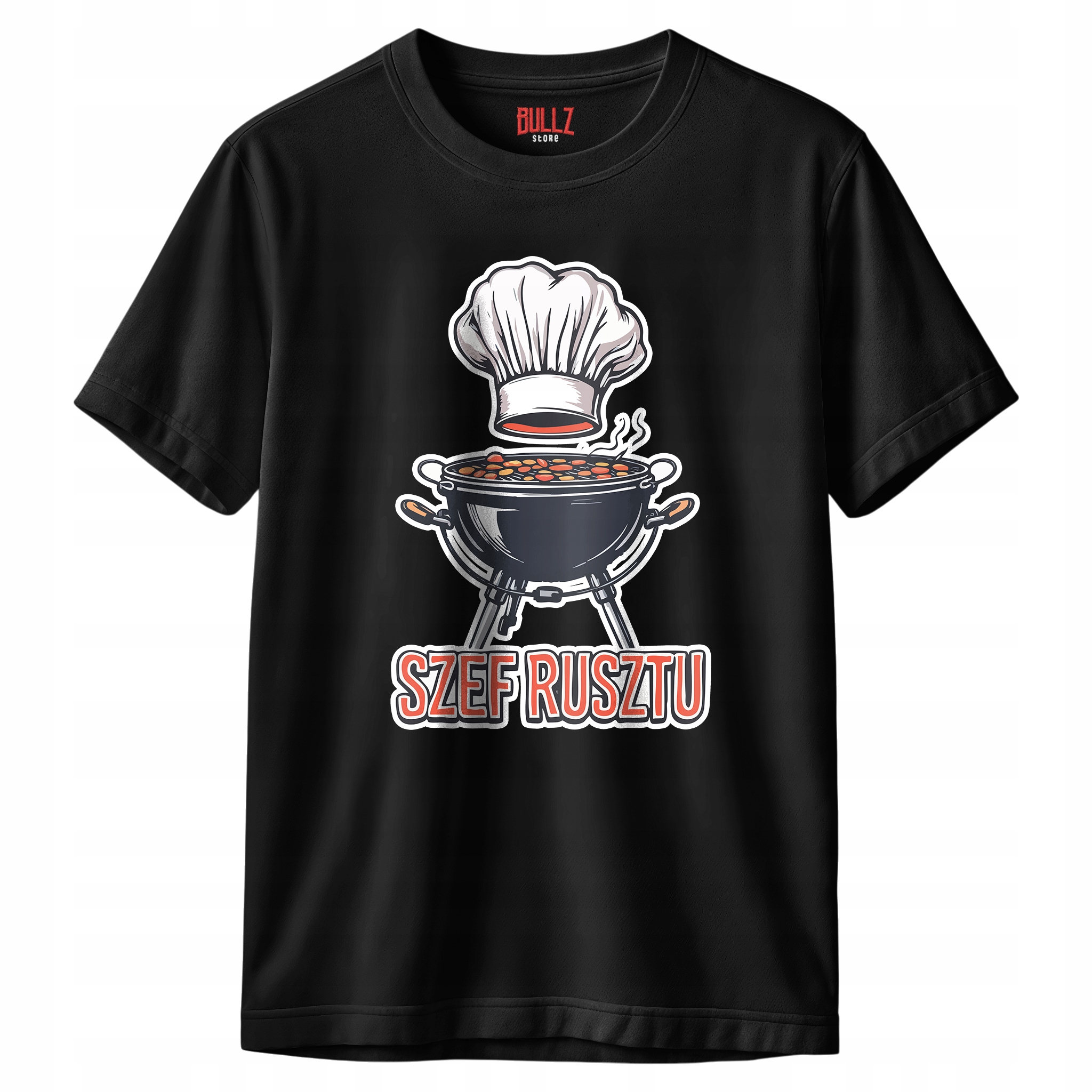 Koszulka czarna męska Szef Rusztu Zabawny Prezent