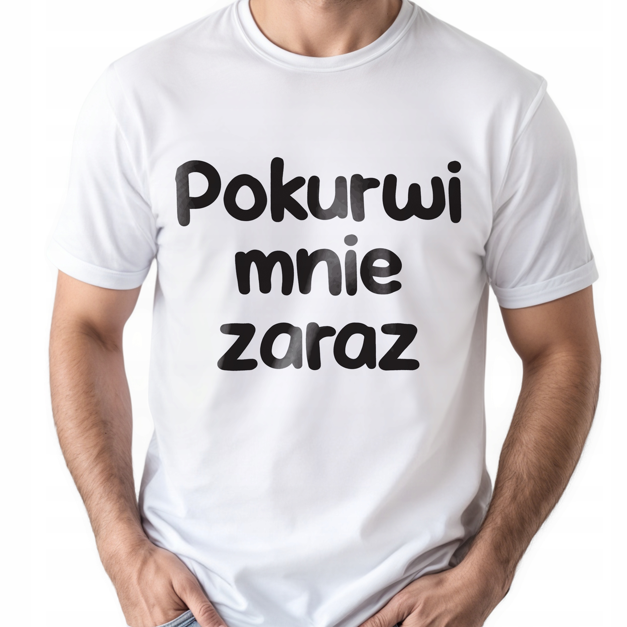 Koszulka biała męska Pok**wi Mnie Zaraz Zabawny Prezent r. 3XL
