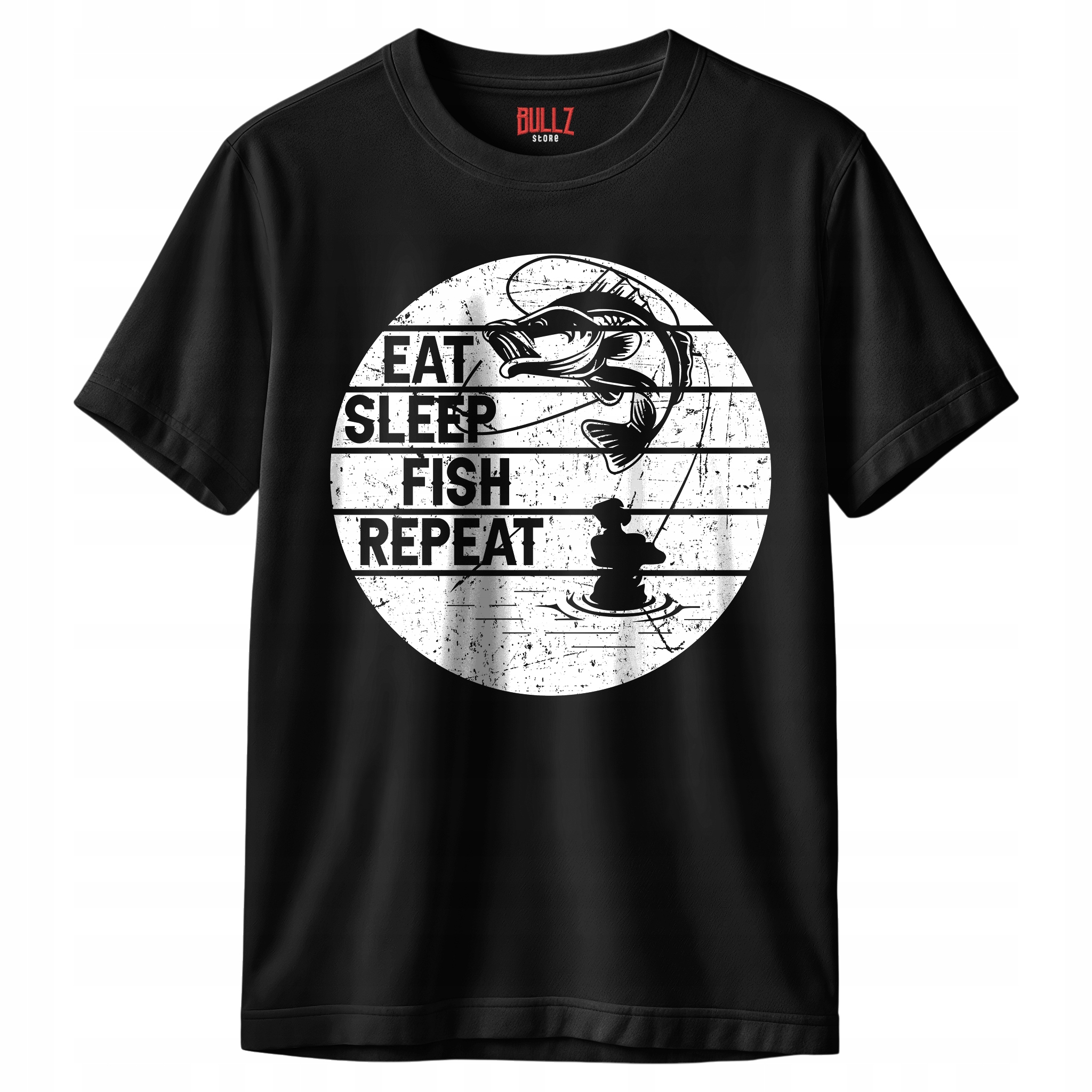 Koszulka czarna męska Dla Wędkarza Wędkowanie Ryby Prezent